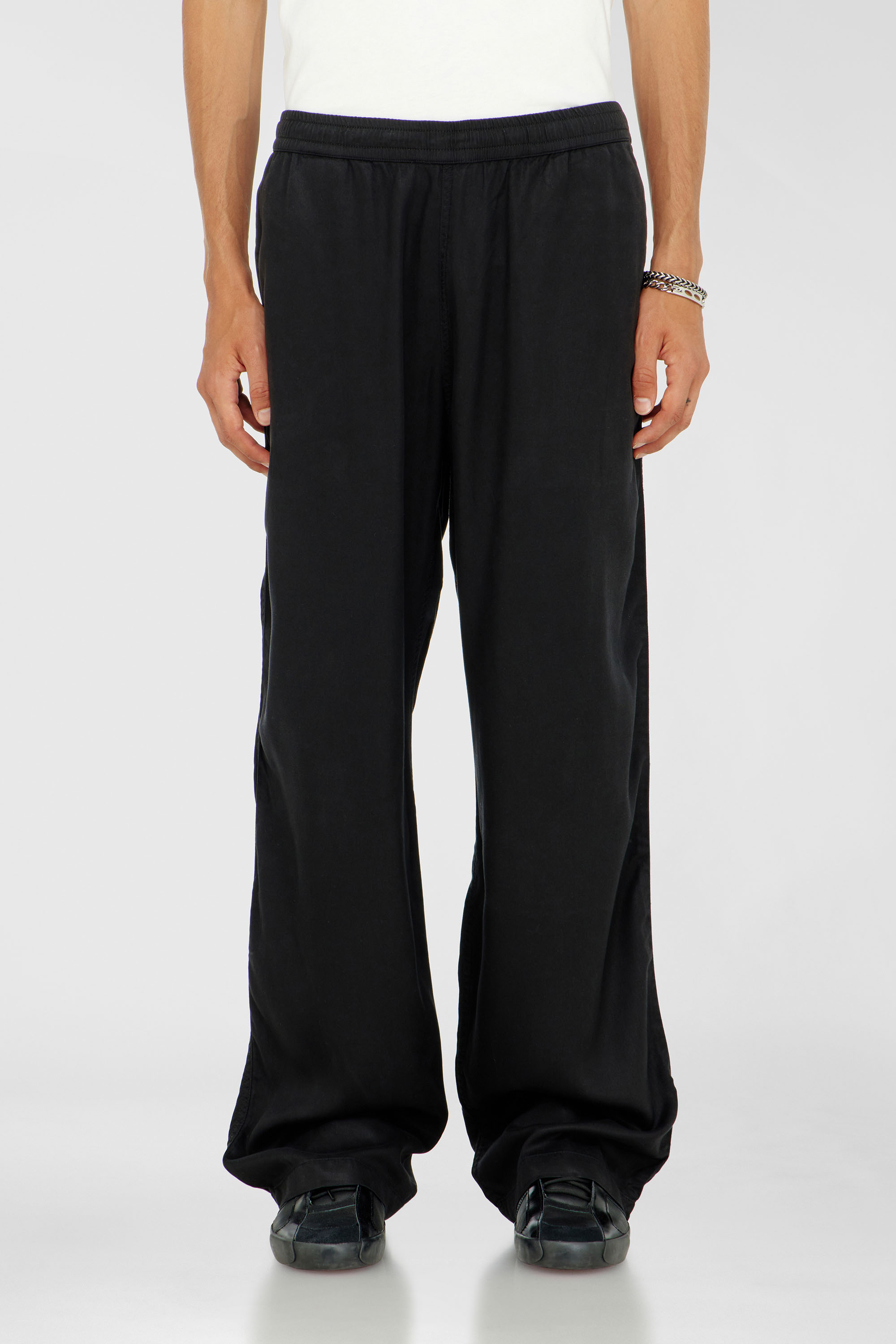 Diesel - P-DREYER-C, Man's Drawstring pants in faded twill in Black - 3