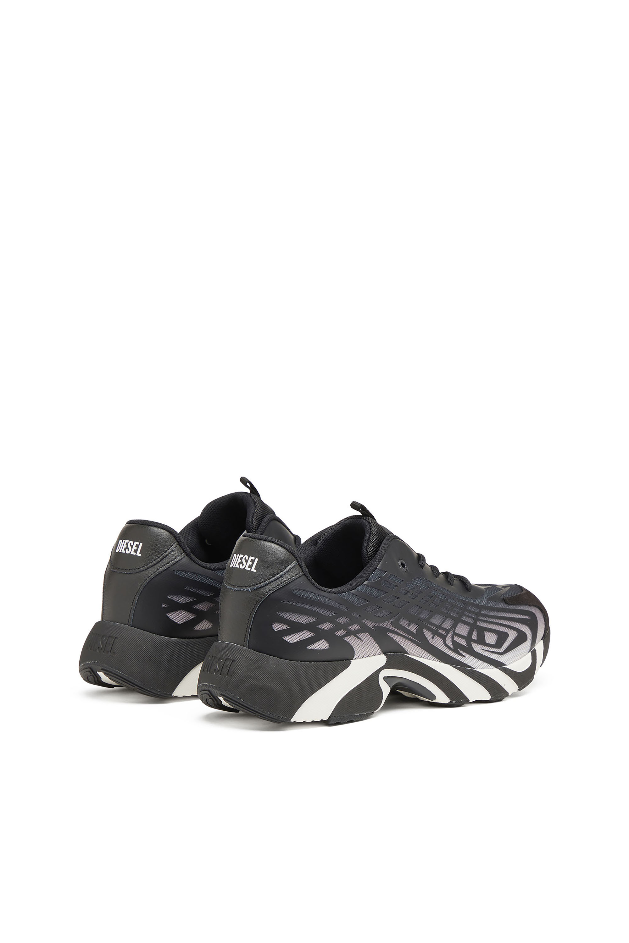 Diesel - S-D-VIT'S 500 LOW, Man's D-Vit-Sneakers in striped dégradé mesh in Black/White - 3
