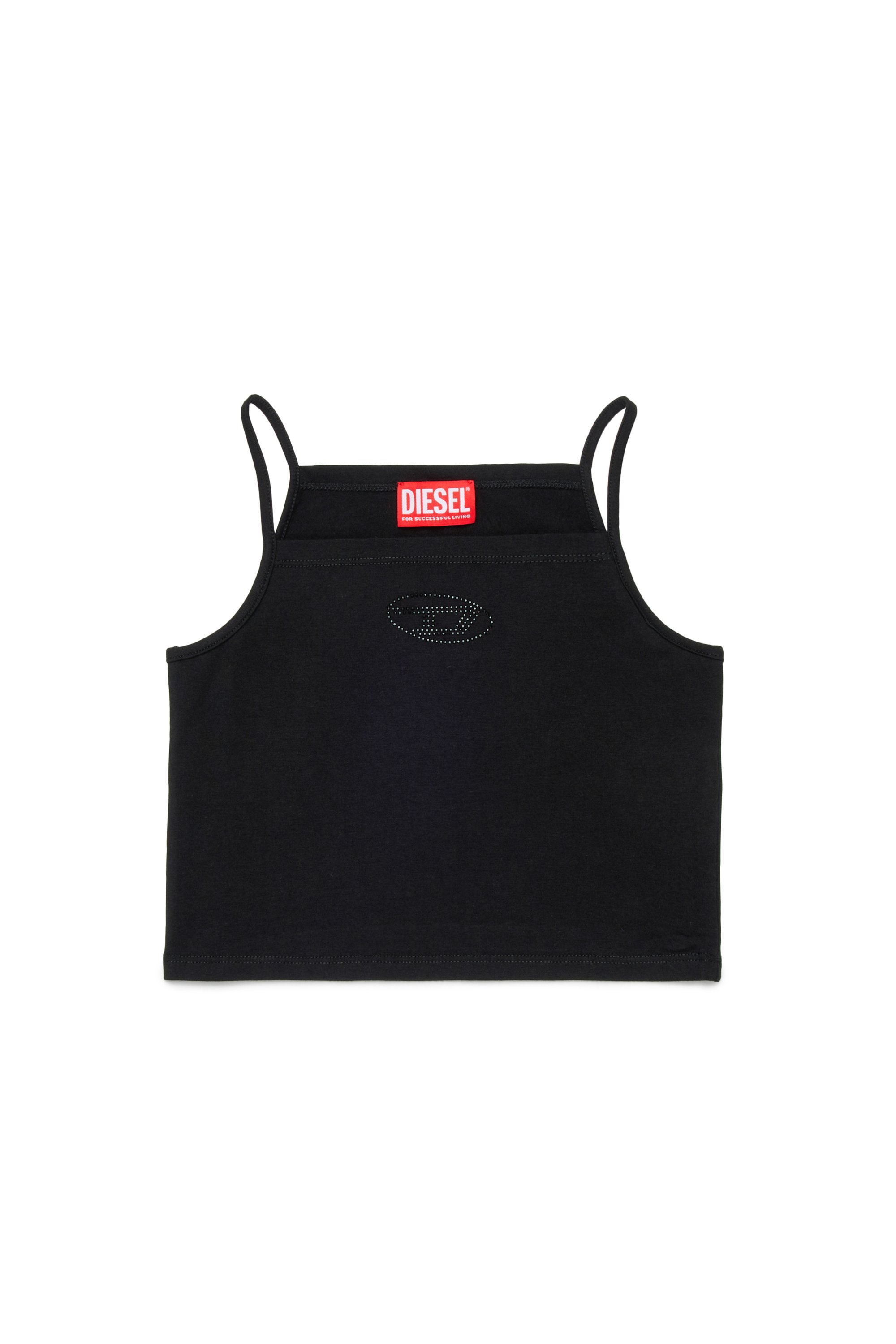 Diesel - TRIND, Woman's Cami top with crystal Oval D logo in Black - 1