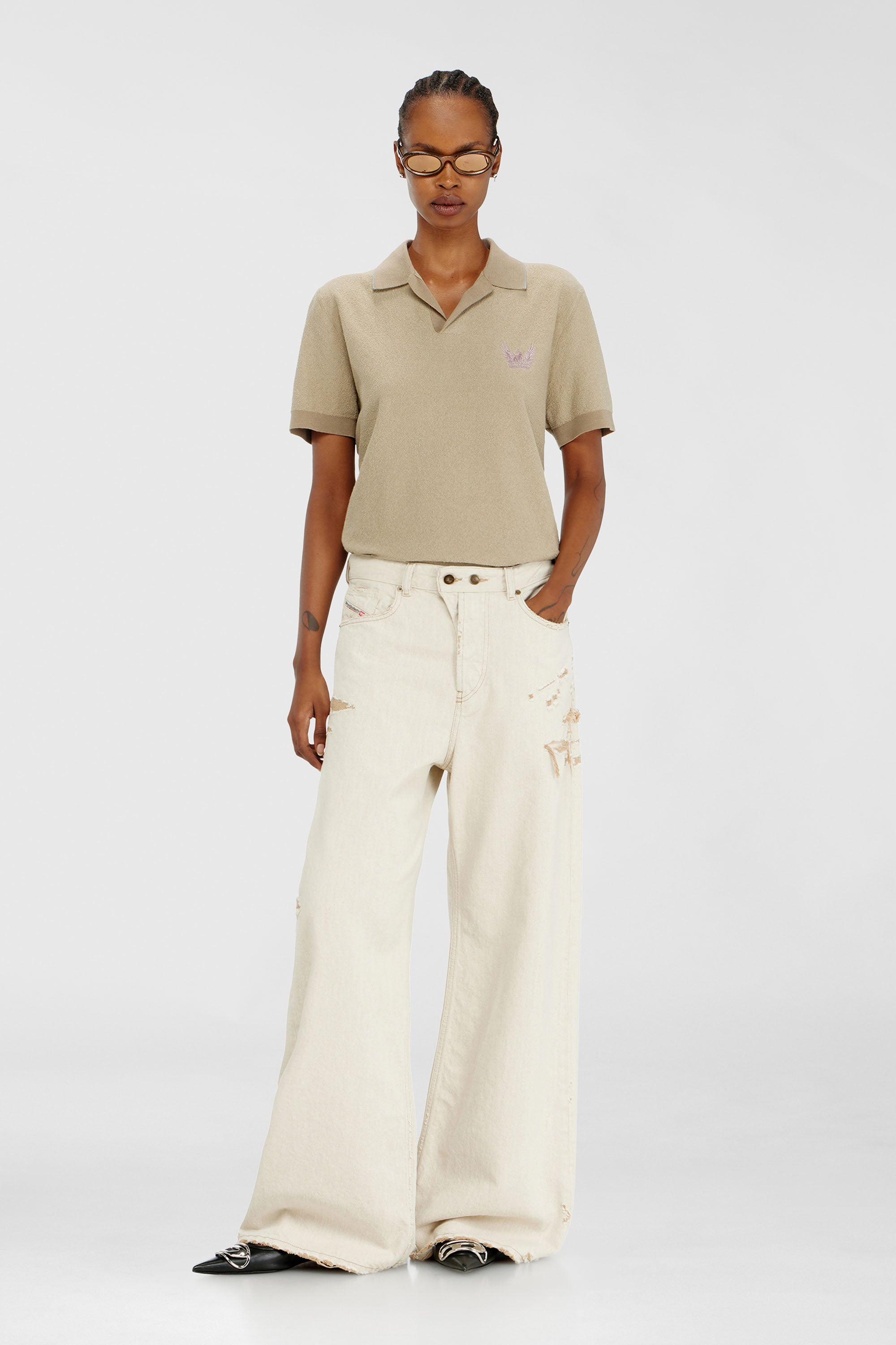 Diesel - Woman's Relaxed Jeans 1996 D-Sire 09P89, Beige - 1