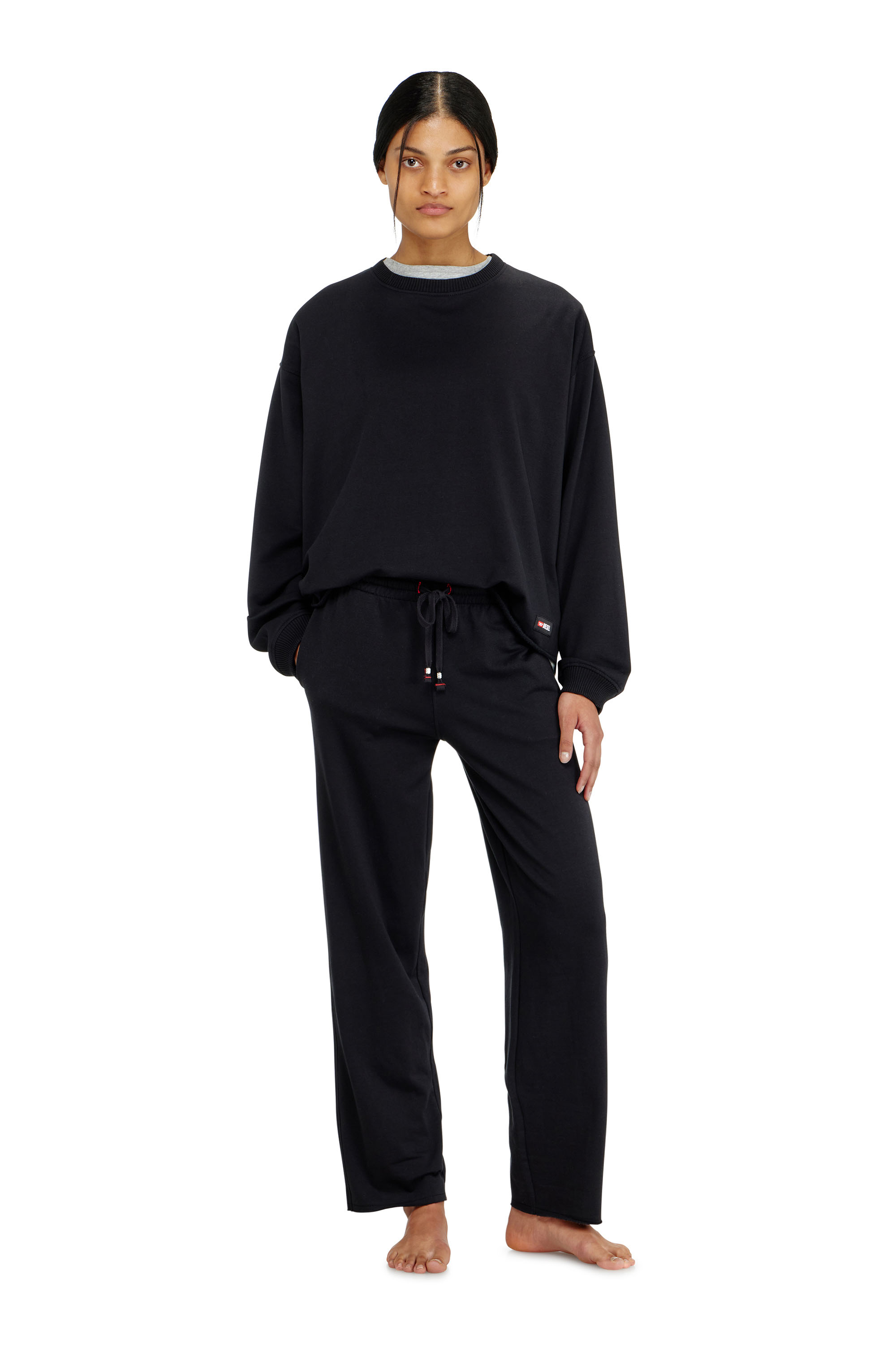 Diesel - INDRA-D-CORE, Woman's Peached sweatpants with raw hems in Black - 1