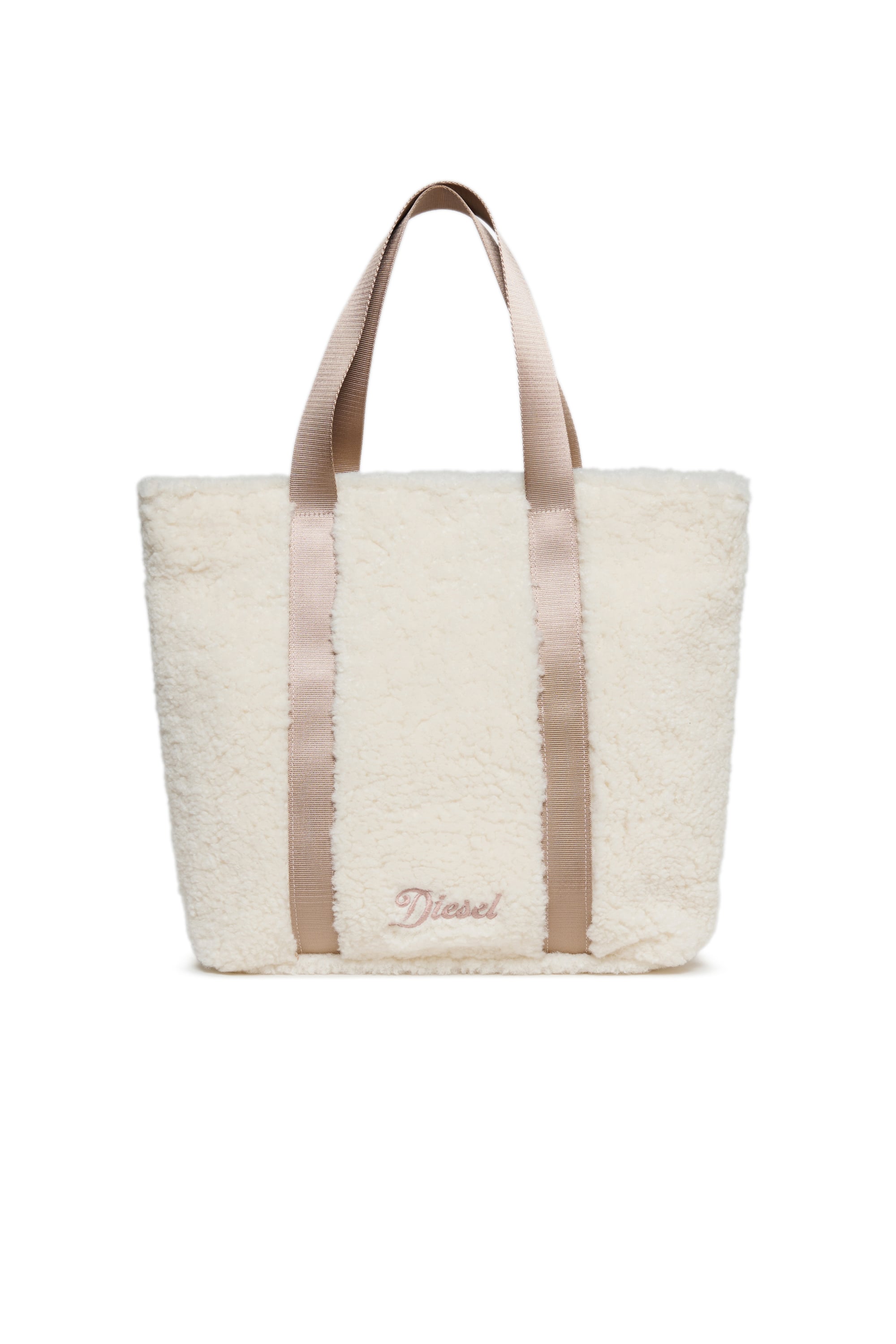 Diesel - WIXA, Woman's WIXA - Tote bag in teddy fleece in White - 1