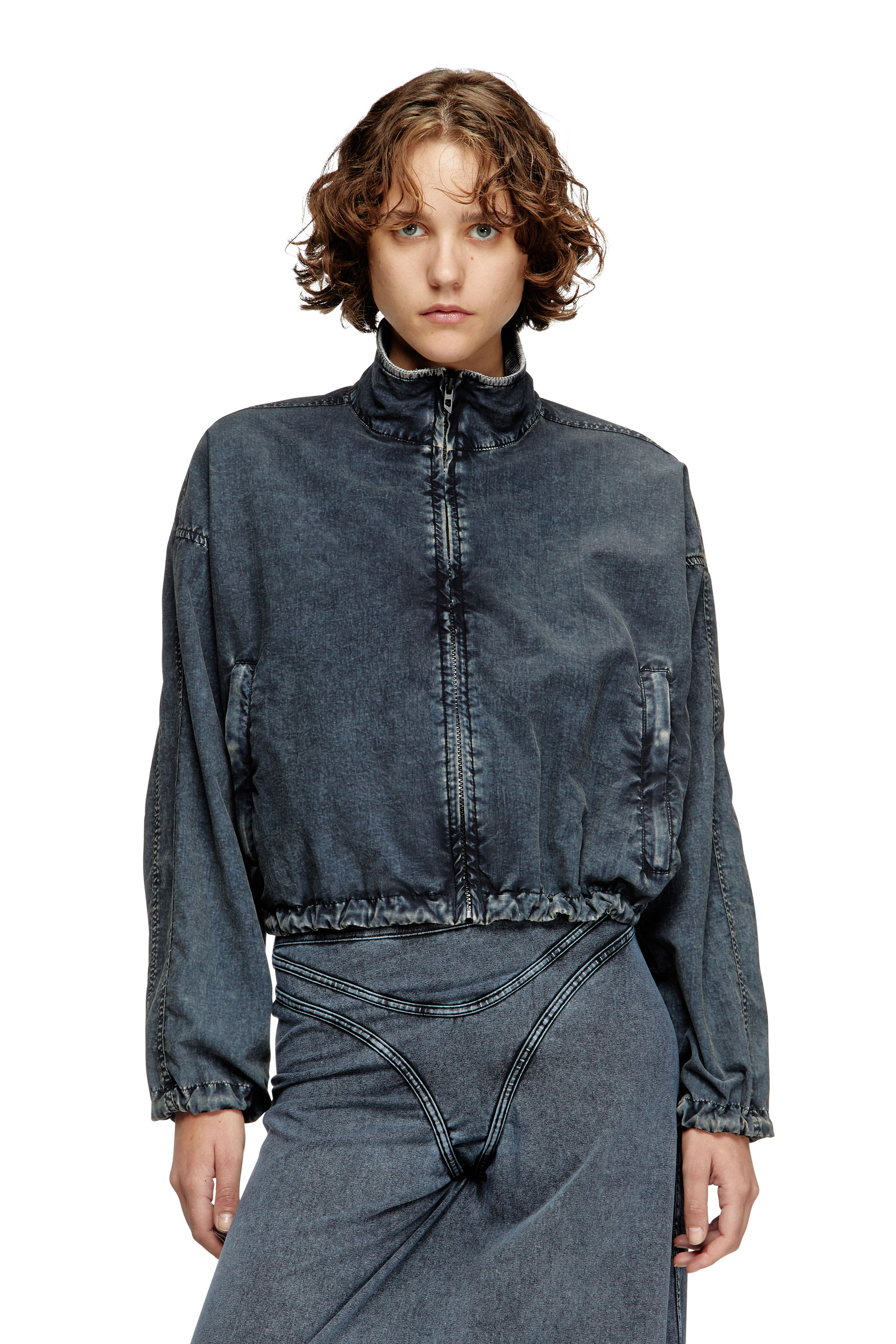 Diesel - G-LEAM-R1, Woman's Cropped jacket in recycled nylon taslan in Dark Blue - 1