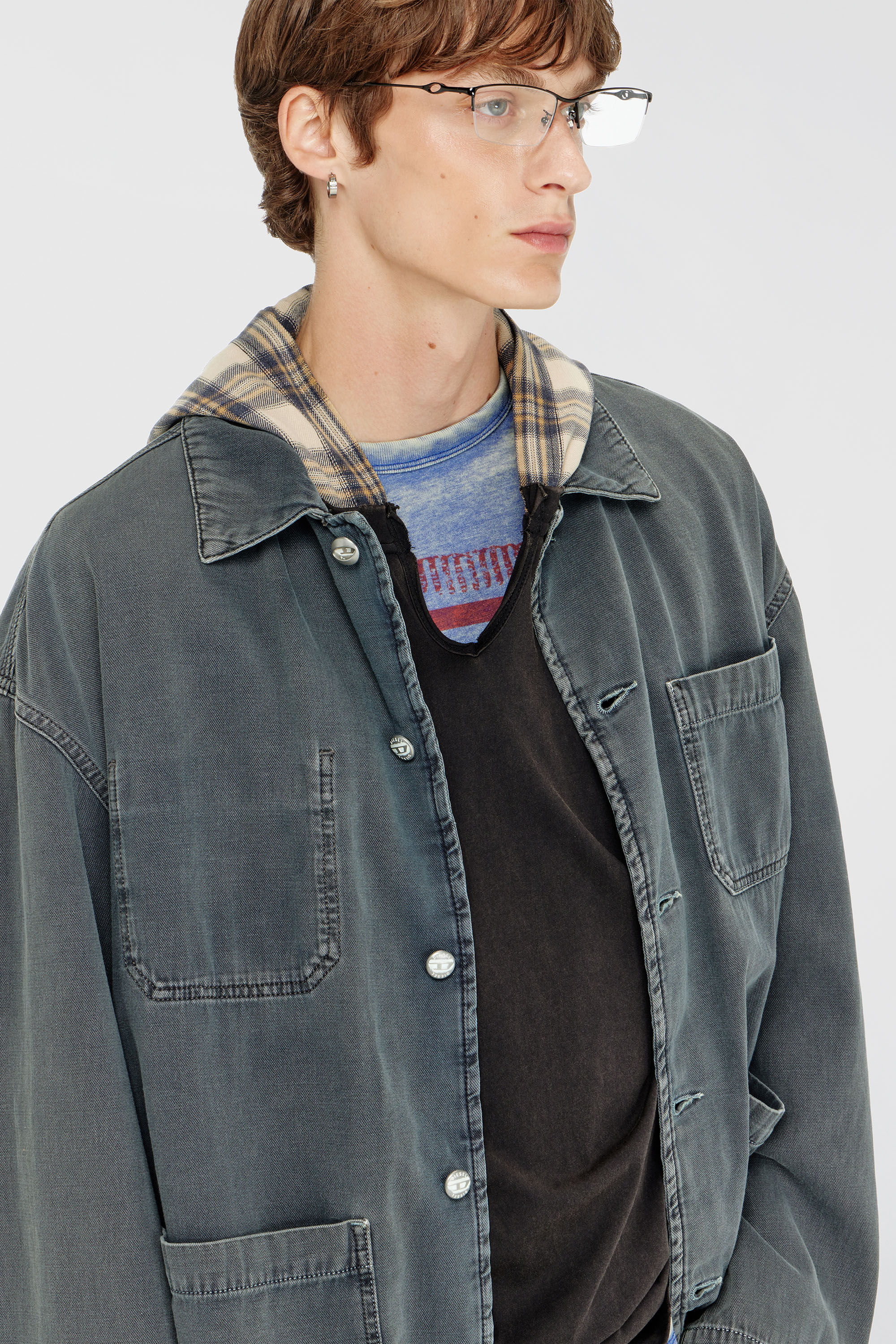 Diesel - D-STACK-U, Unisex's Utility-style jacket in coloured denim in Grey - 5