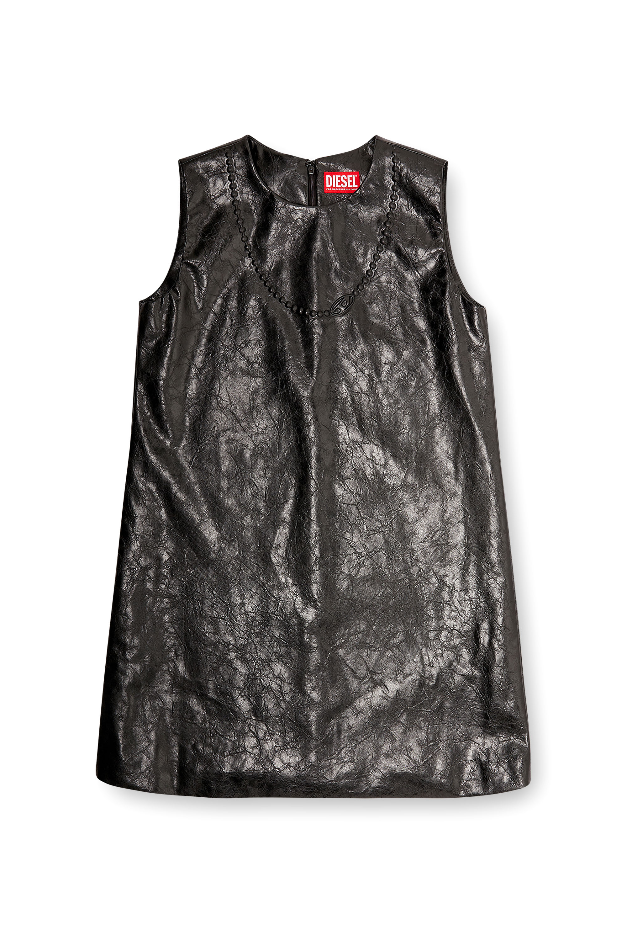 Diesel - D-ARES, Woman's Coated mini dress with embossed Oval D in Black - 1