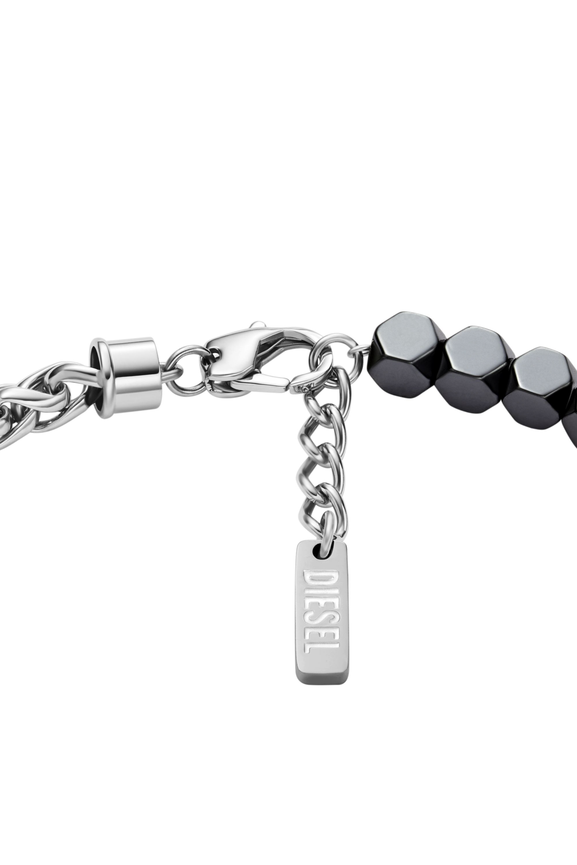 Diesel - DX1647931 JEWELLERY, Unisex's Stainless steel and hematite beaded bracelet in Silver/Black - 2