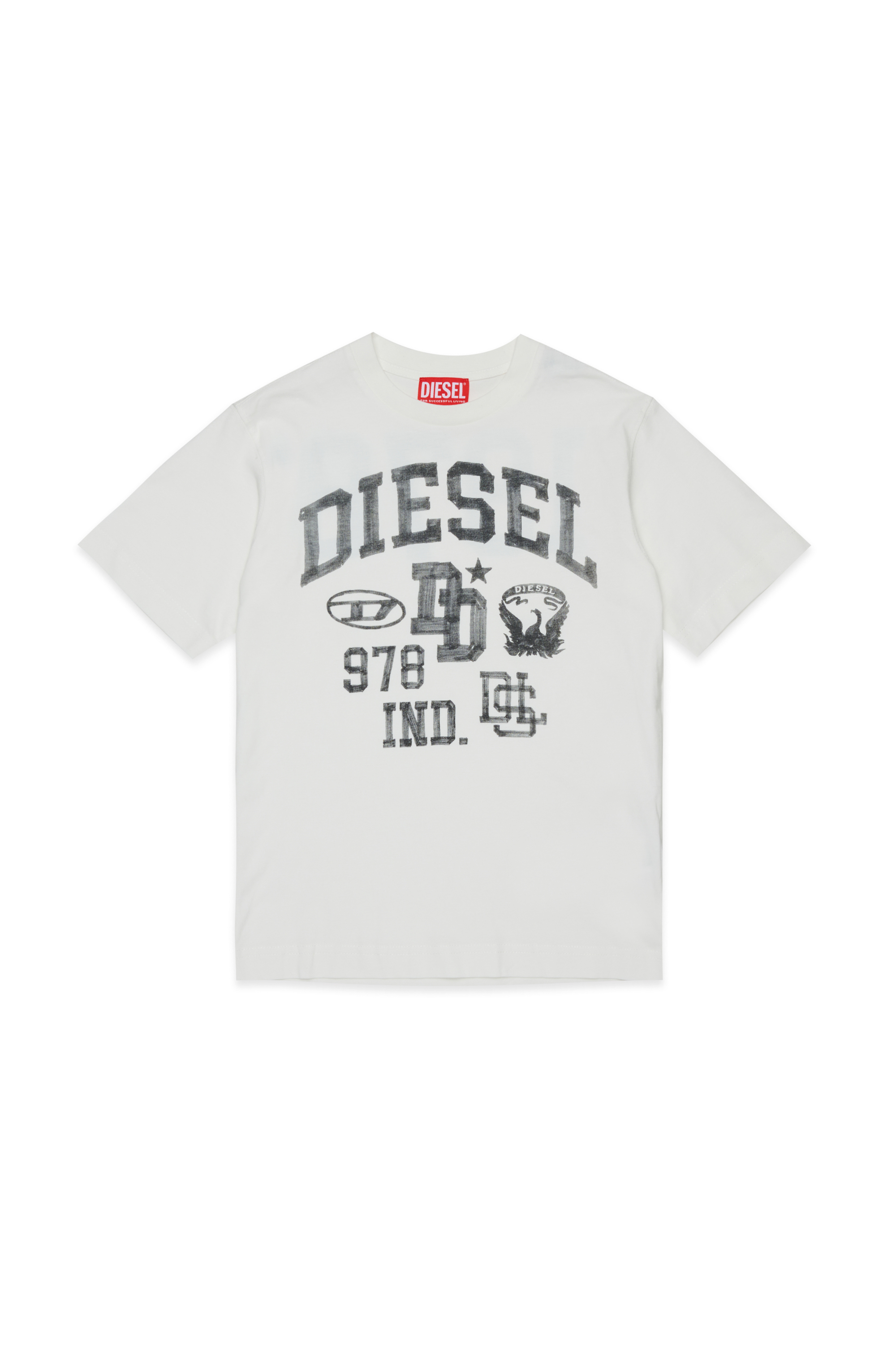 Diesel - TBAND OVER, Man's Cotton T-shirt with varsity graphics in White - 1