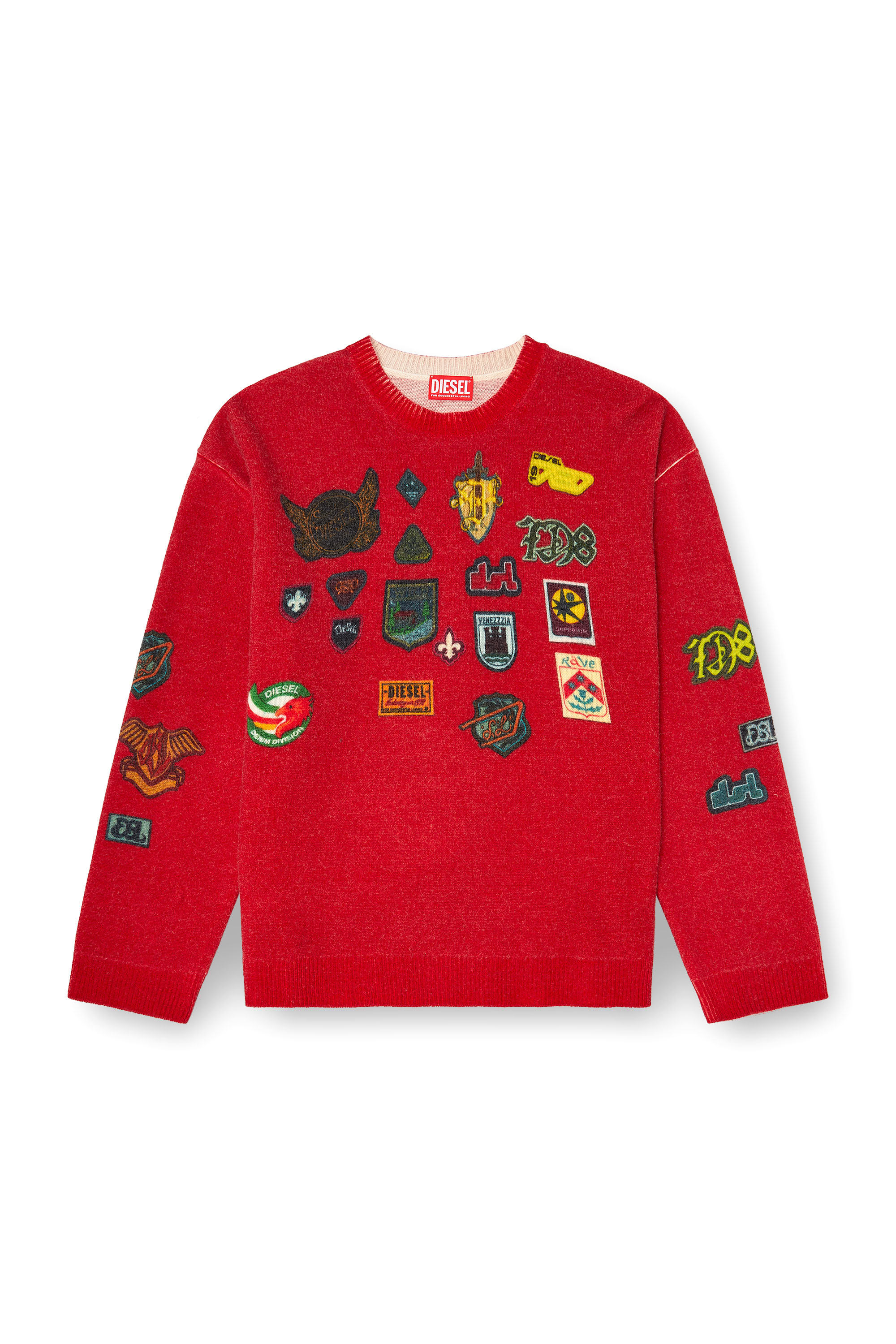 Diesel - K-PATCY, Man's Wool jumper with printed patches in Red - 3