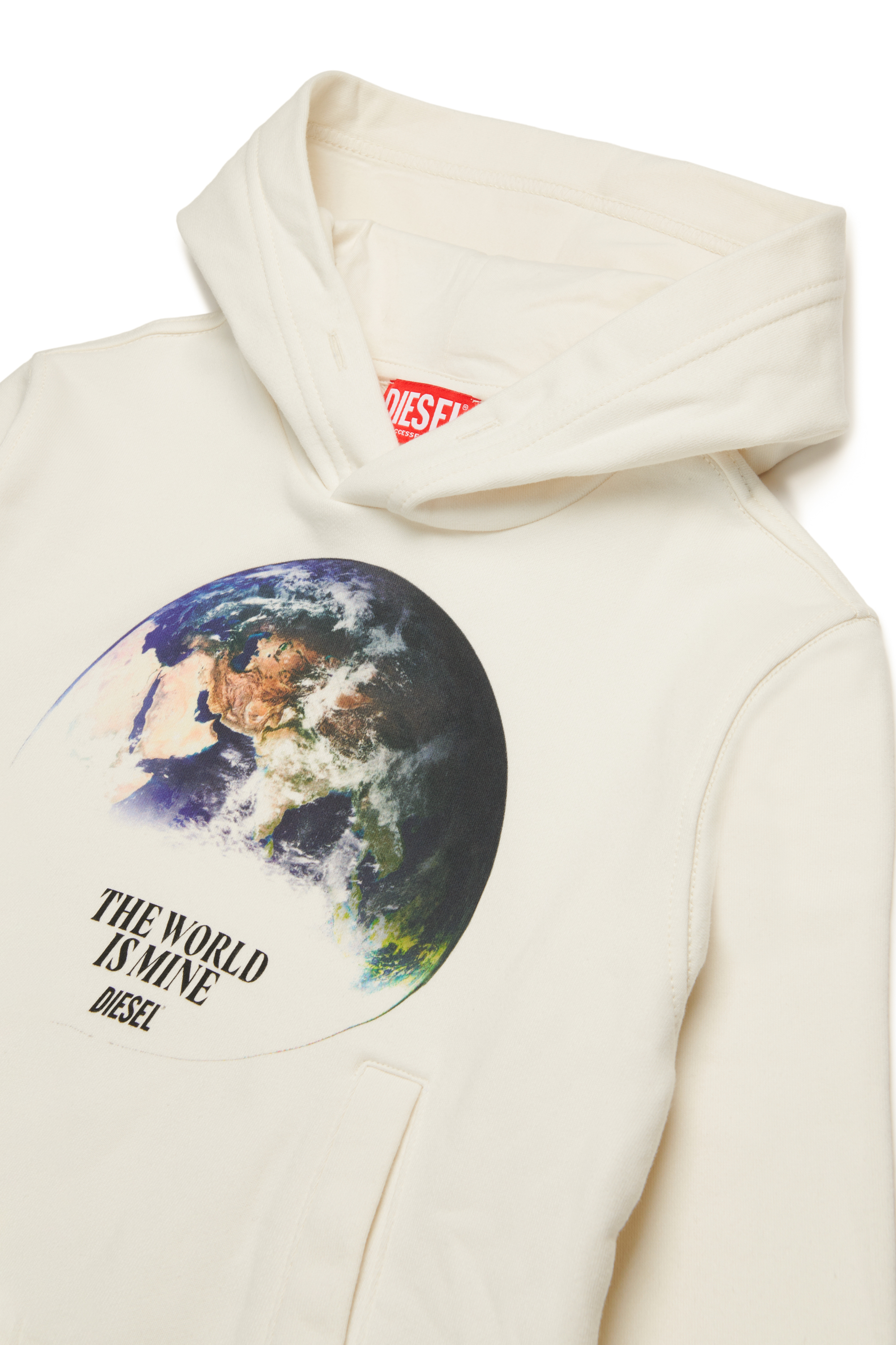 Diesel - SGINNWELTHOOD OVER, Man's Hoodie with Earth print in White - 3