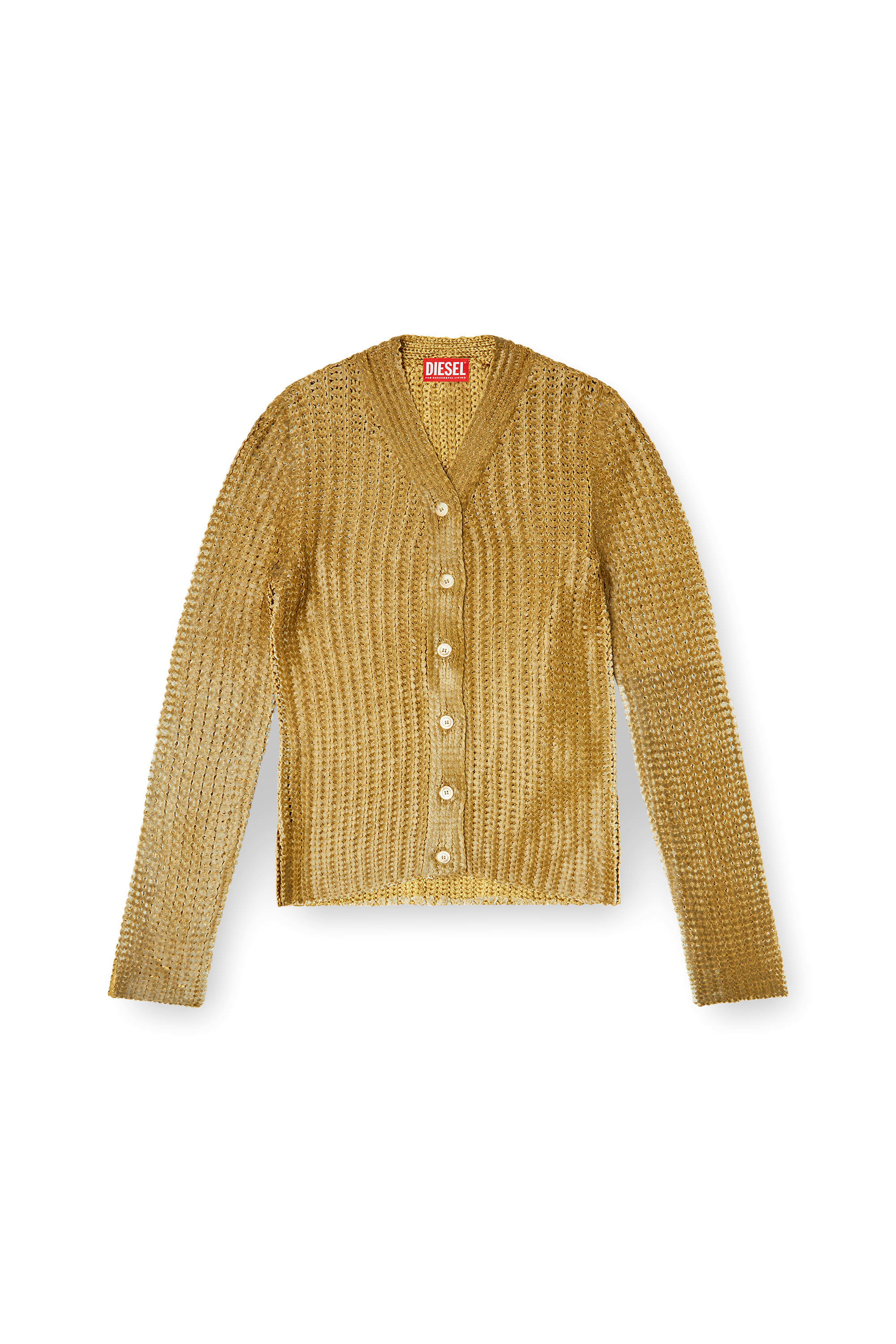 M-MILLO, Light Brown Diesel - M-MILLO, Woman's Ribbed cardigan with shiny effect in Light Brown - 2