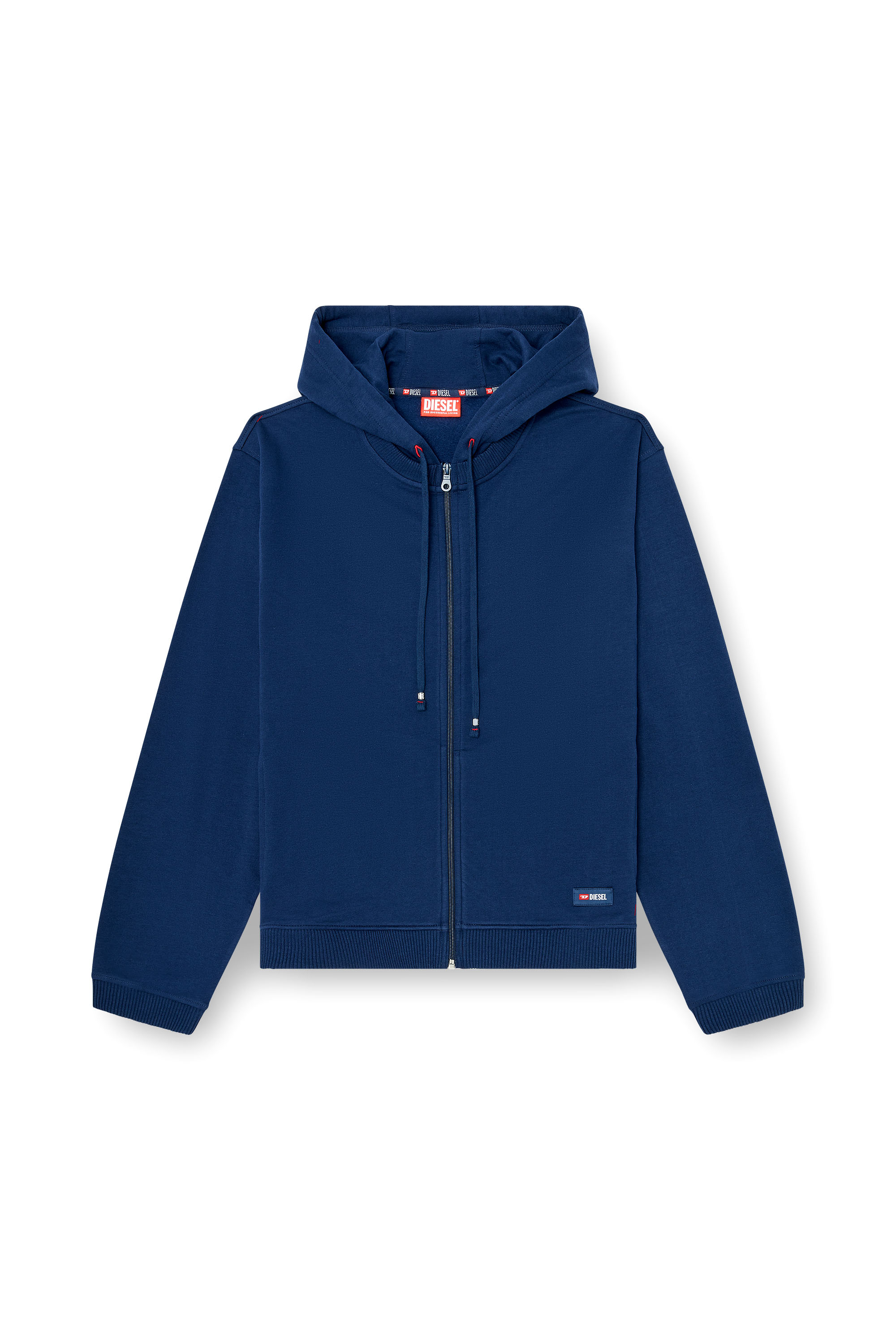 Diesel - JOY-D-CORE, Man's Hoodie in peached cotton blend in Blue - 4
