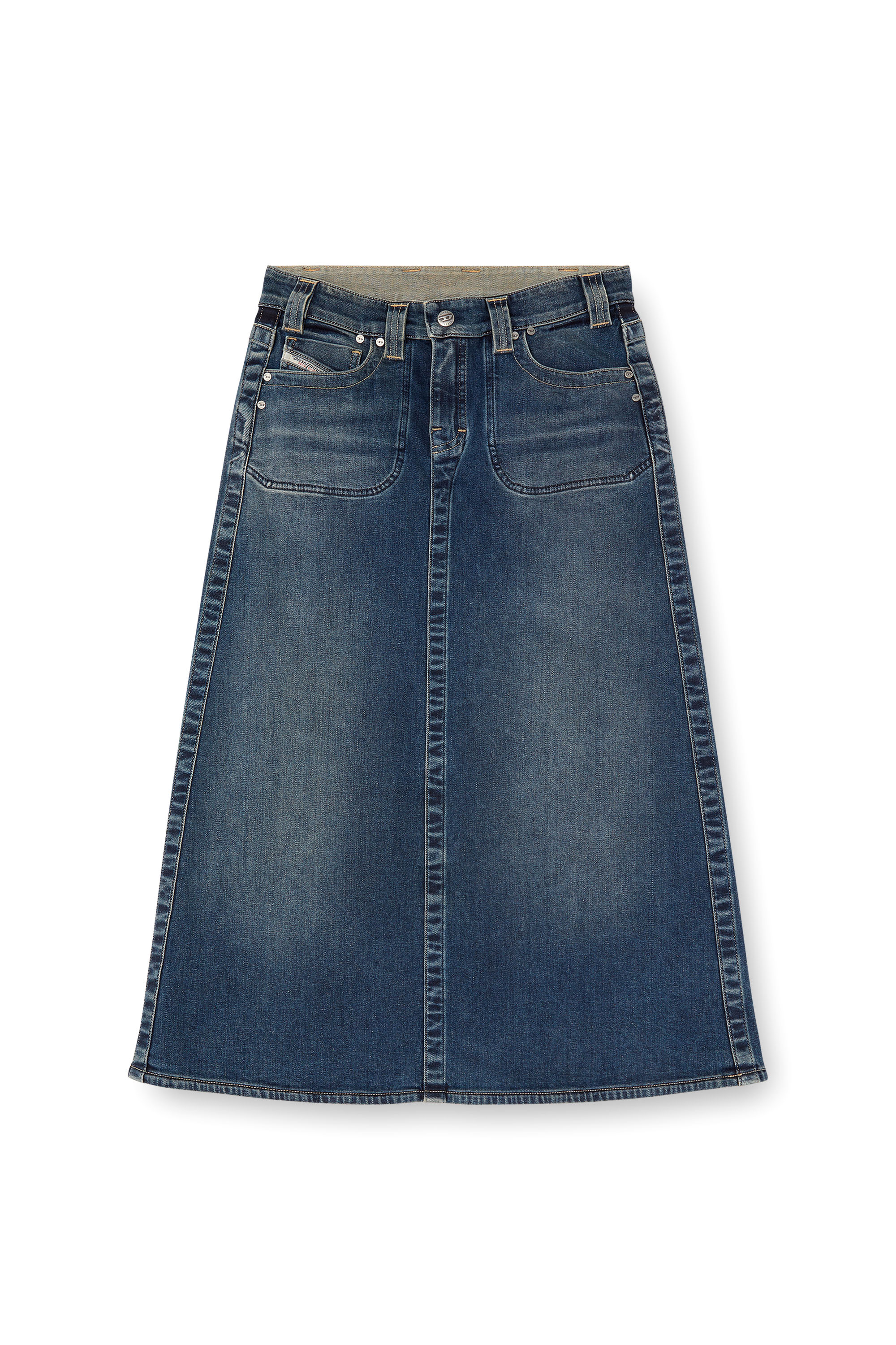 Diesel - DE-PAGO-MID-RE, Woman's Midi skirt in Rehab denim in Dark Blue - 3