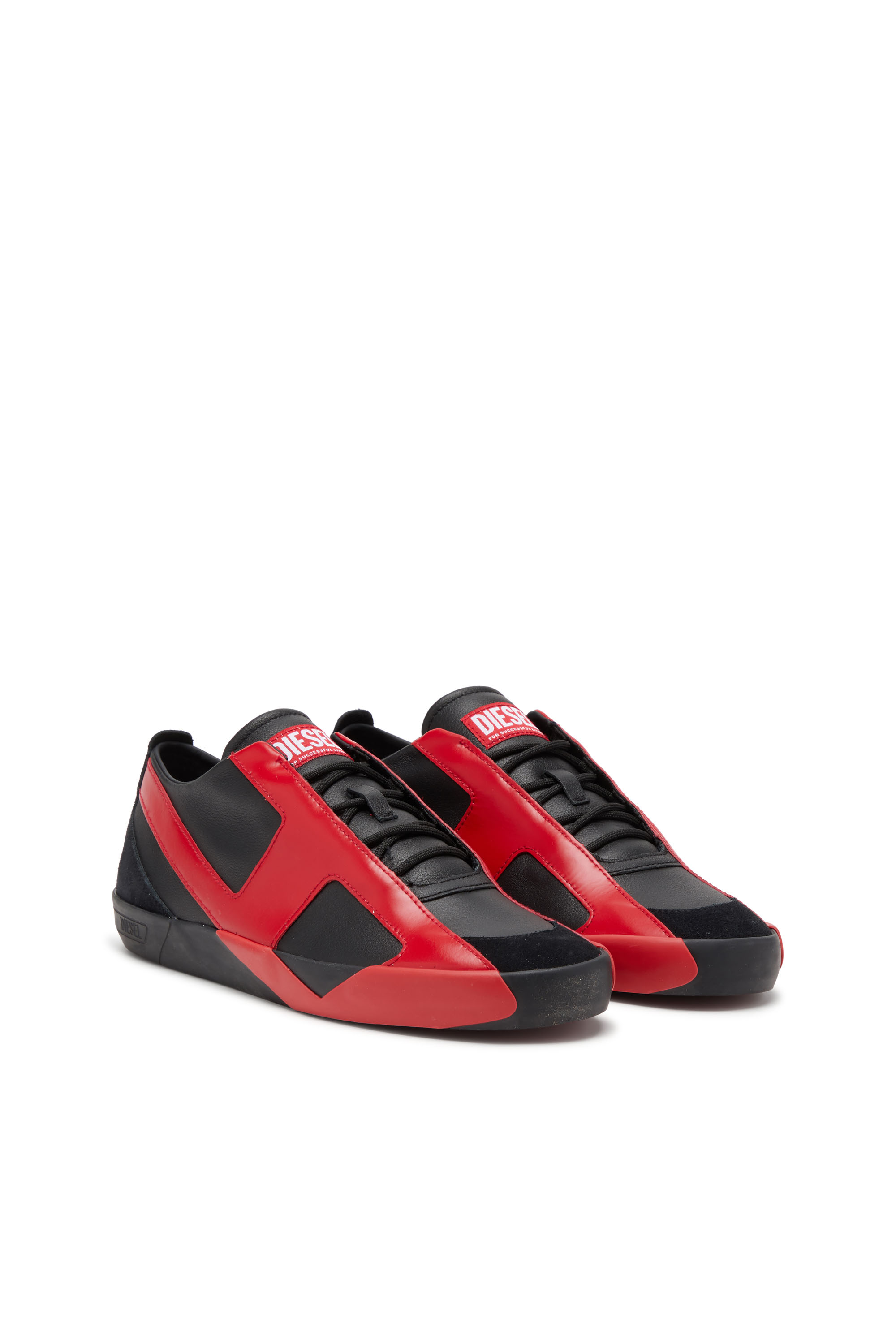 S-SLANTE-D LOW, Black/Red Diesel - S-SLANTE-D LOW, Man's S-Slante-D-Sneakers in suede and leather with D logo in Black/Red - 2