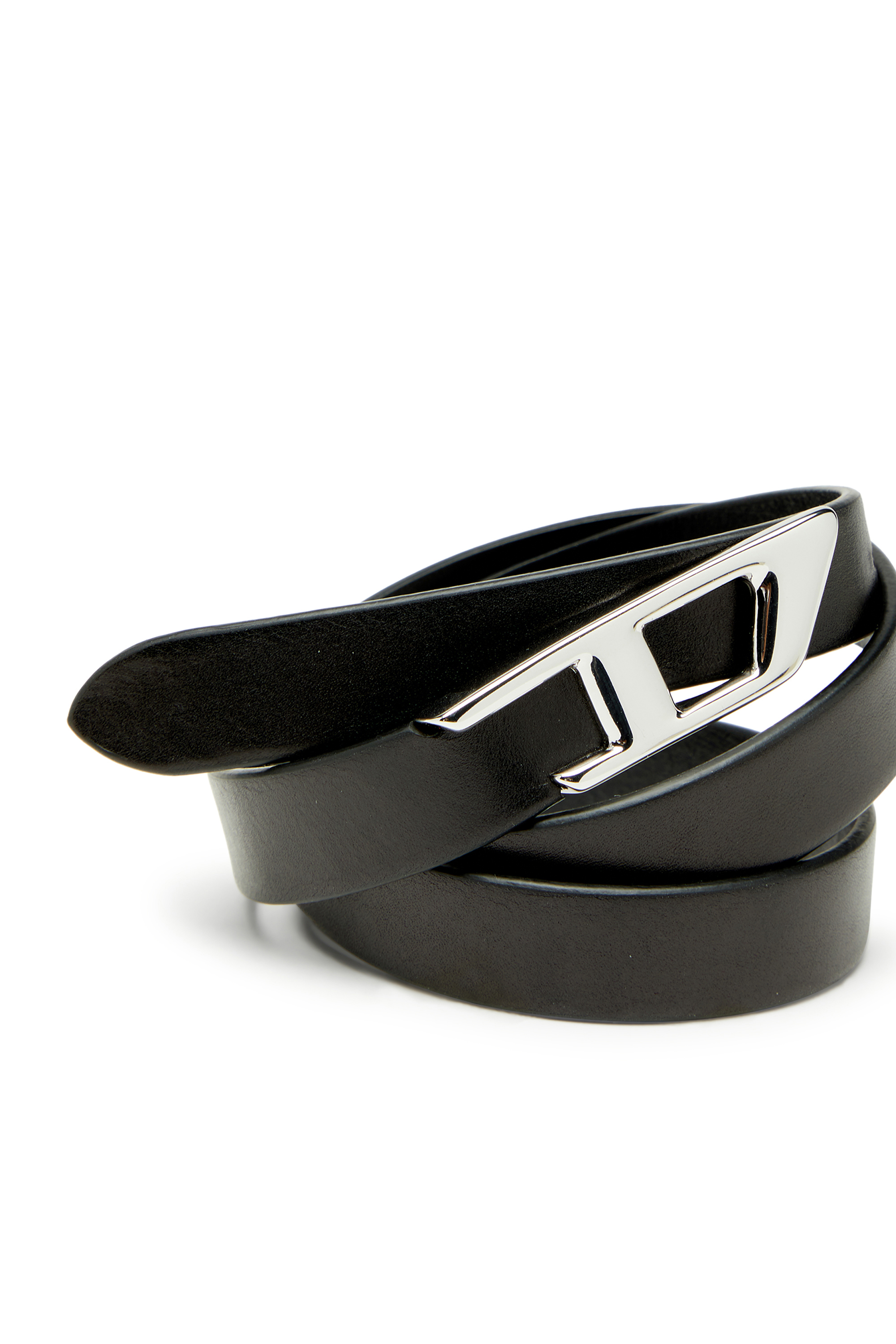 Diesel - B-D LOGO 2.0 20, Woman's 2 cm leather belt with 3D logo buckle in Black - 3