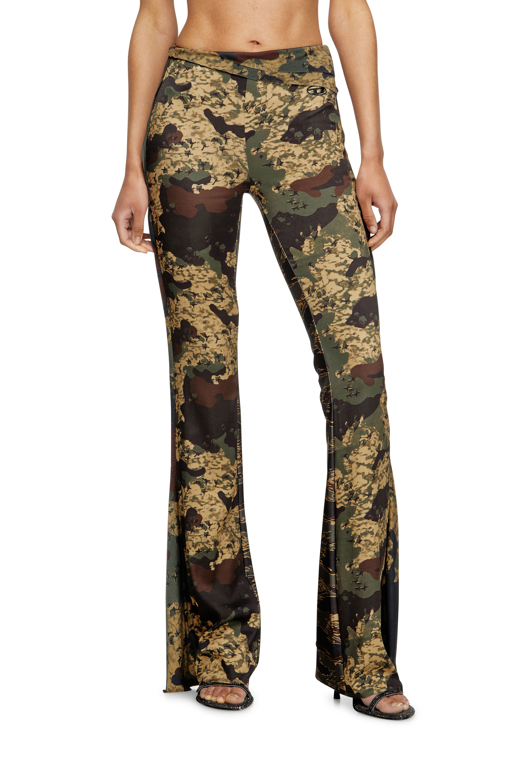 Diesel - P-AFFAL, Woman's Jazz pants with mixed camo prints in Military Green - 3
