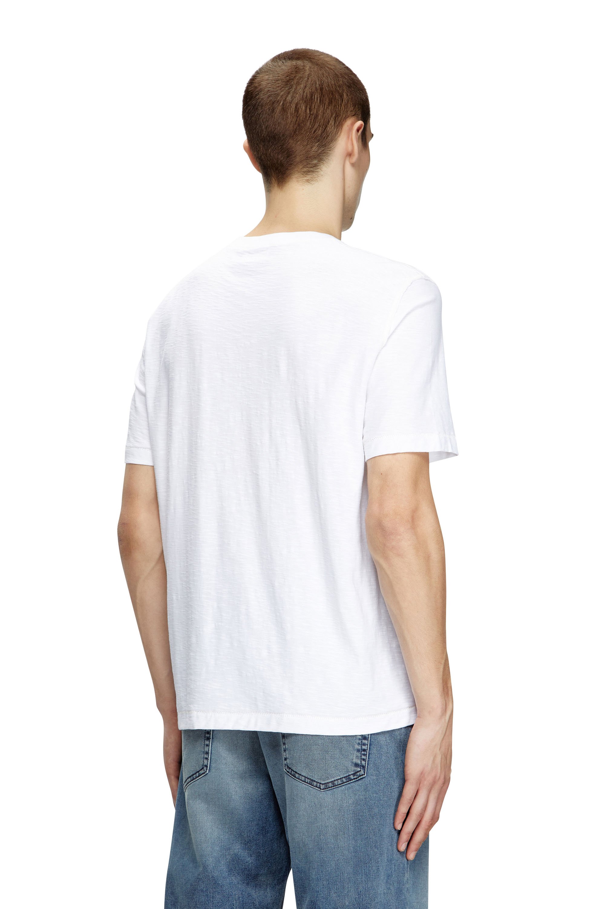 Diesel - T-ADJUST-R11, Man's Slub cotton T-shirt with flocked logo in White - 4