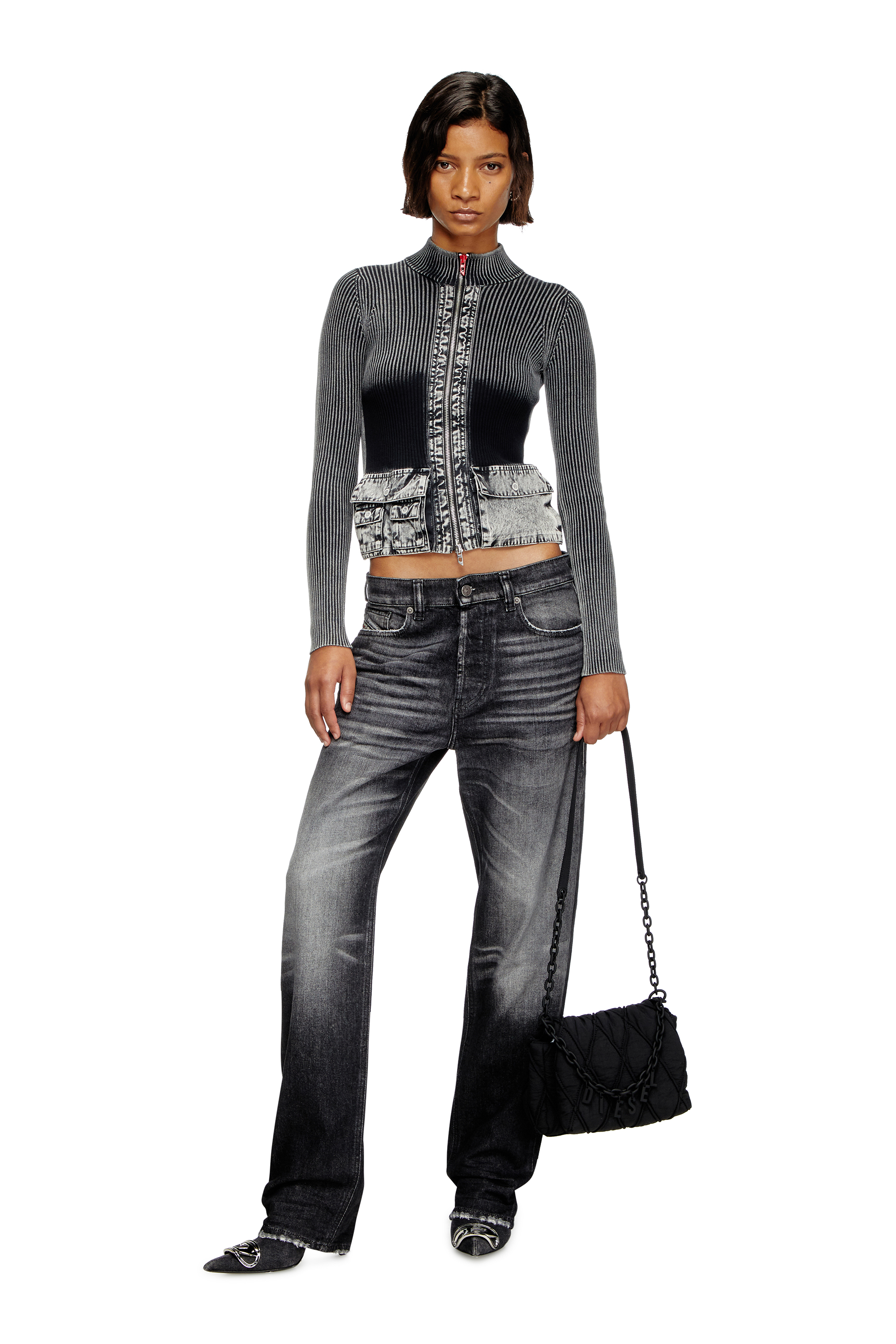 CHARM-D SHOULDER S, Black Diesel - CHARM-D SHOULDER S, Woman's Charm-D S-Small shoulder bag in quilted nylon in Black - 6