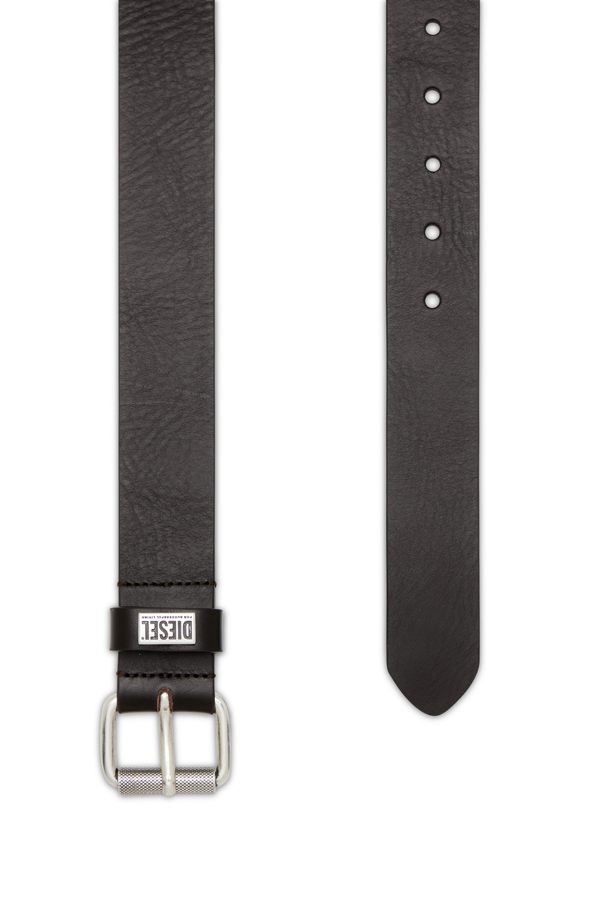 B-BISCOTTO-LOOP, Dark Brown Diesel - B-BISCOTTO-LOOP, Man's 3.5cm leather belt with logo plaque in Dark Brown - 2