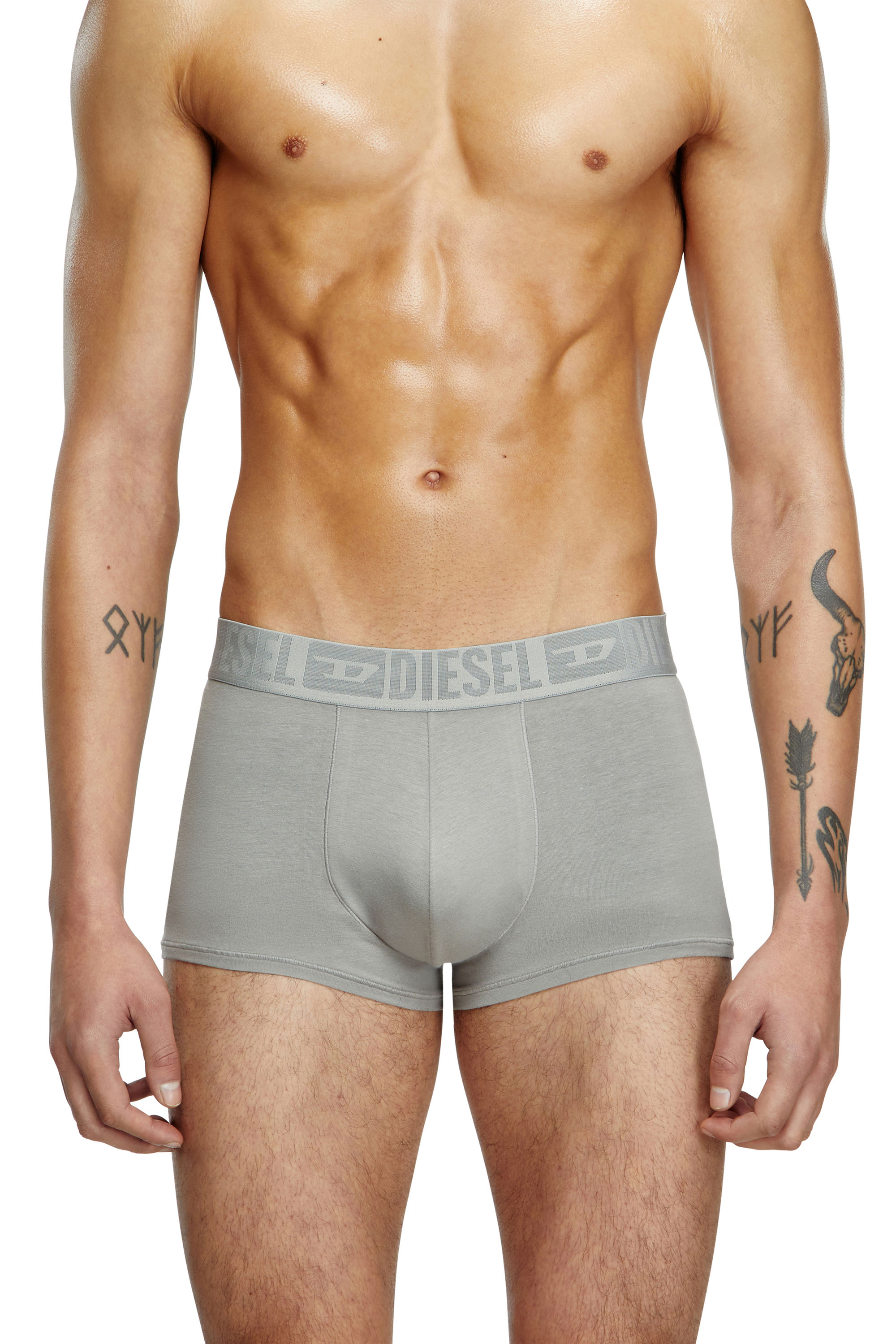 Diesel - BENJAMIN-D-MONO-3PACK, Man's Three-pack plain boxer briefs in Grey/Black - 3