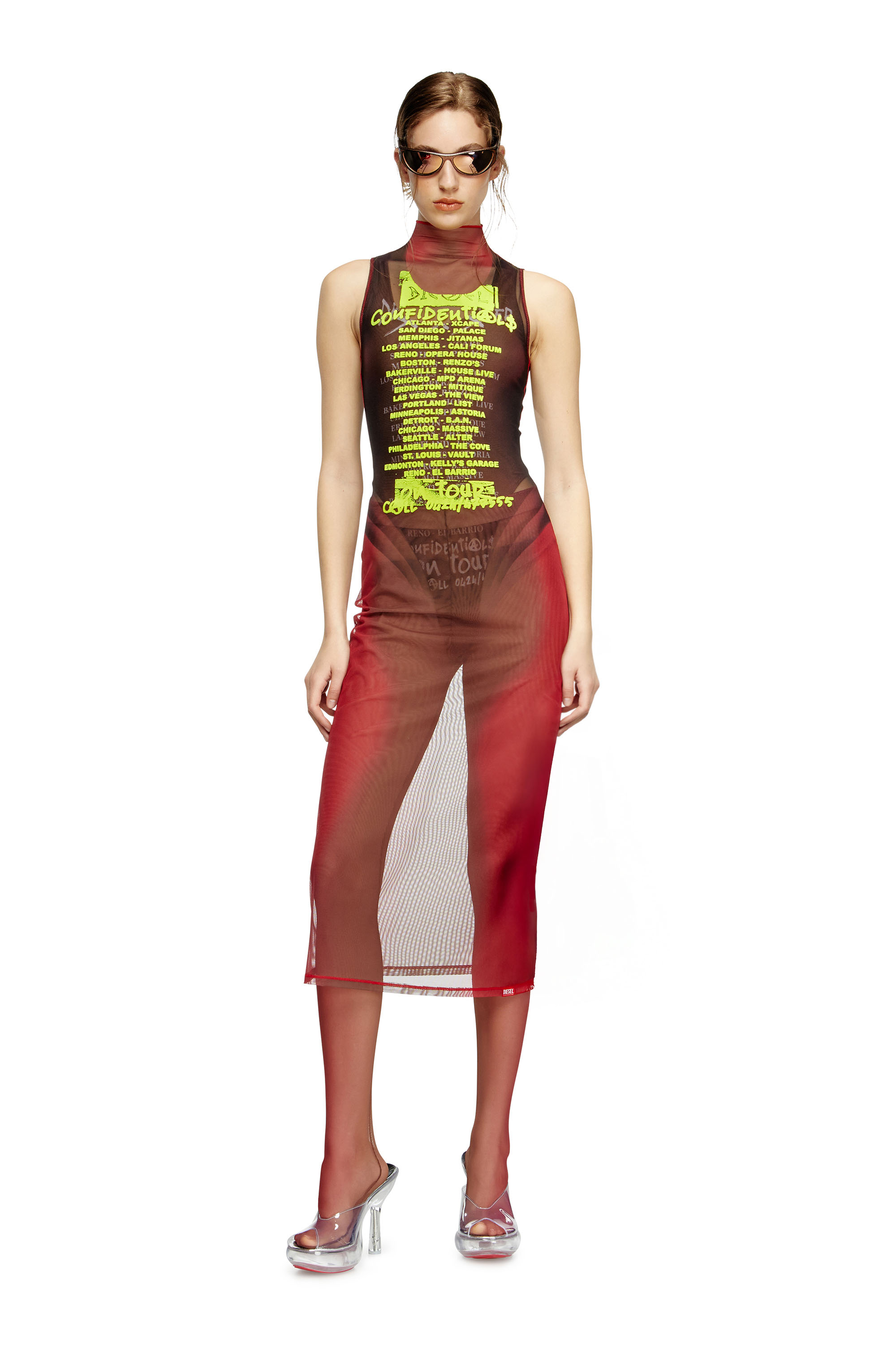 D-AGNEC, Brown Diesel - D-AGNEC, Woman's Layered vest dress with lyrics print in Brown - 1