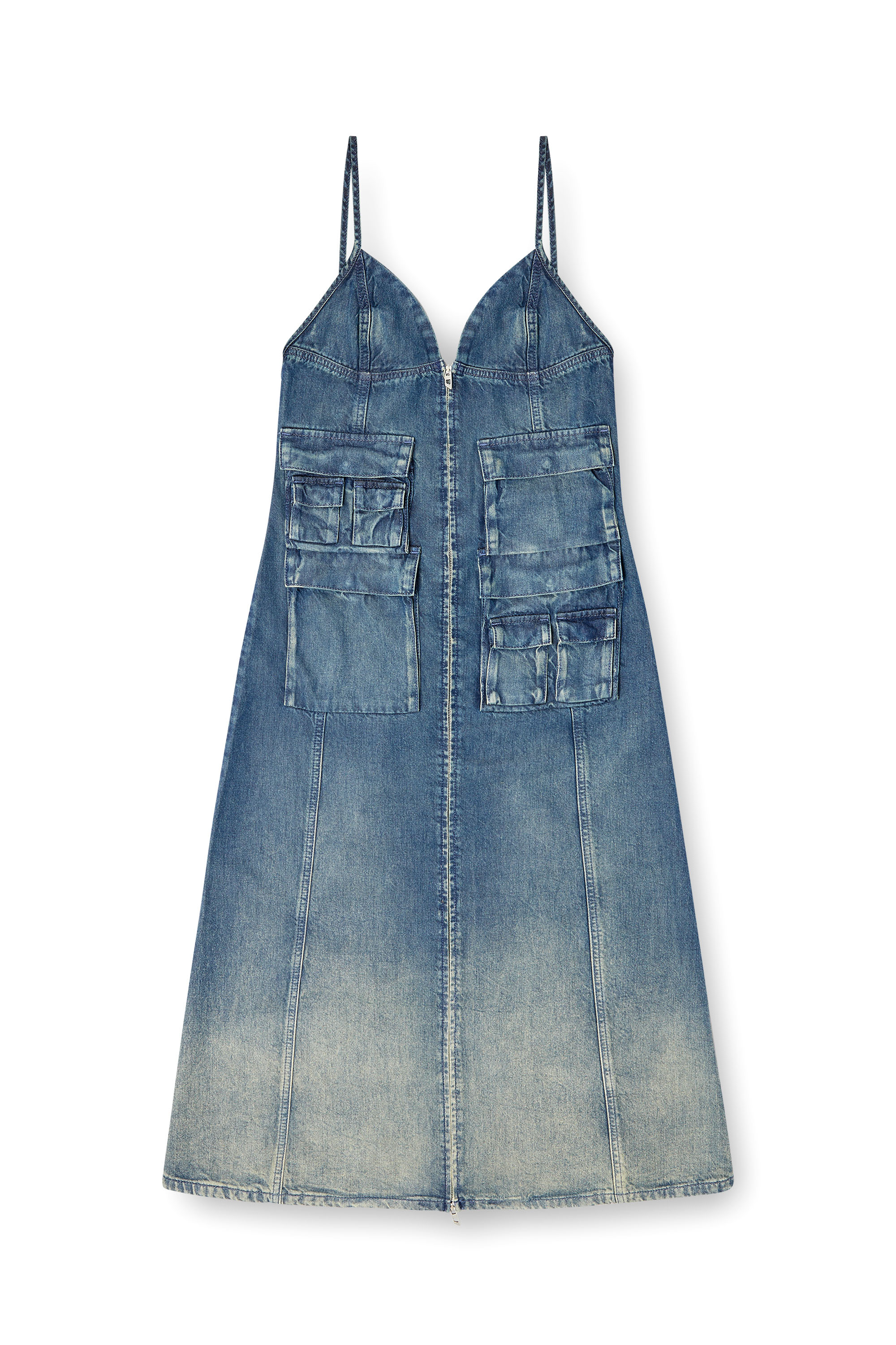 DE-MELVI-S, Medium blue Diesel - DE-MELVI-S, Woman's Dress in fluid laser-worn denim in Medium blue - 2