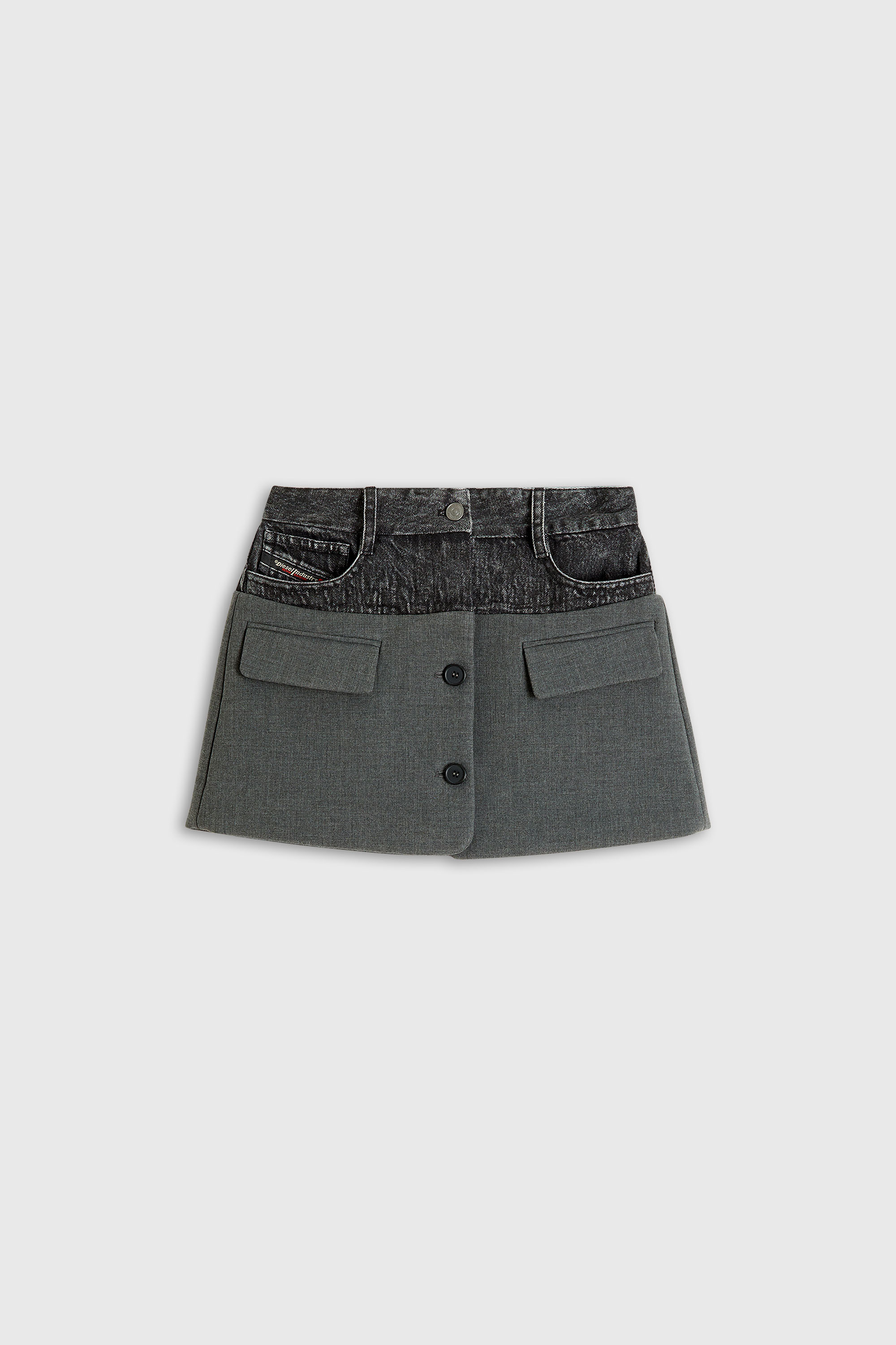 Diesel - O-DYLIC, Woman's Denim mini with tailored section in Dark grey - 2