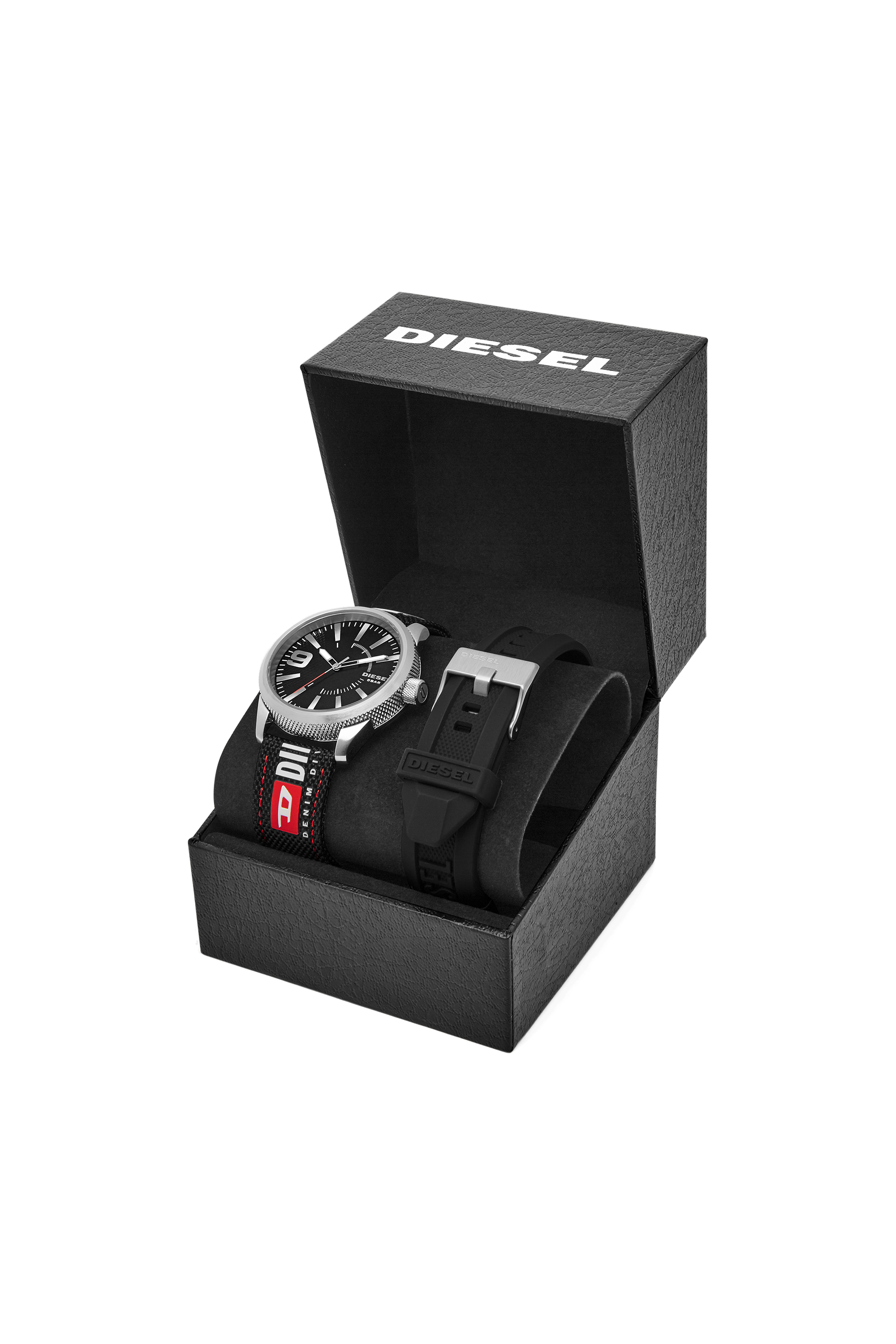 Diesel - DZ1906, Man's Rasp NSBB Three-Hand Black Nylon Watch Set in Black - 5