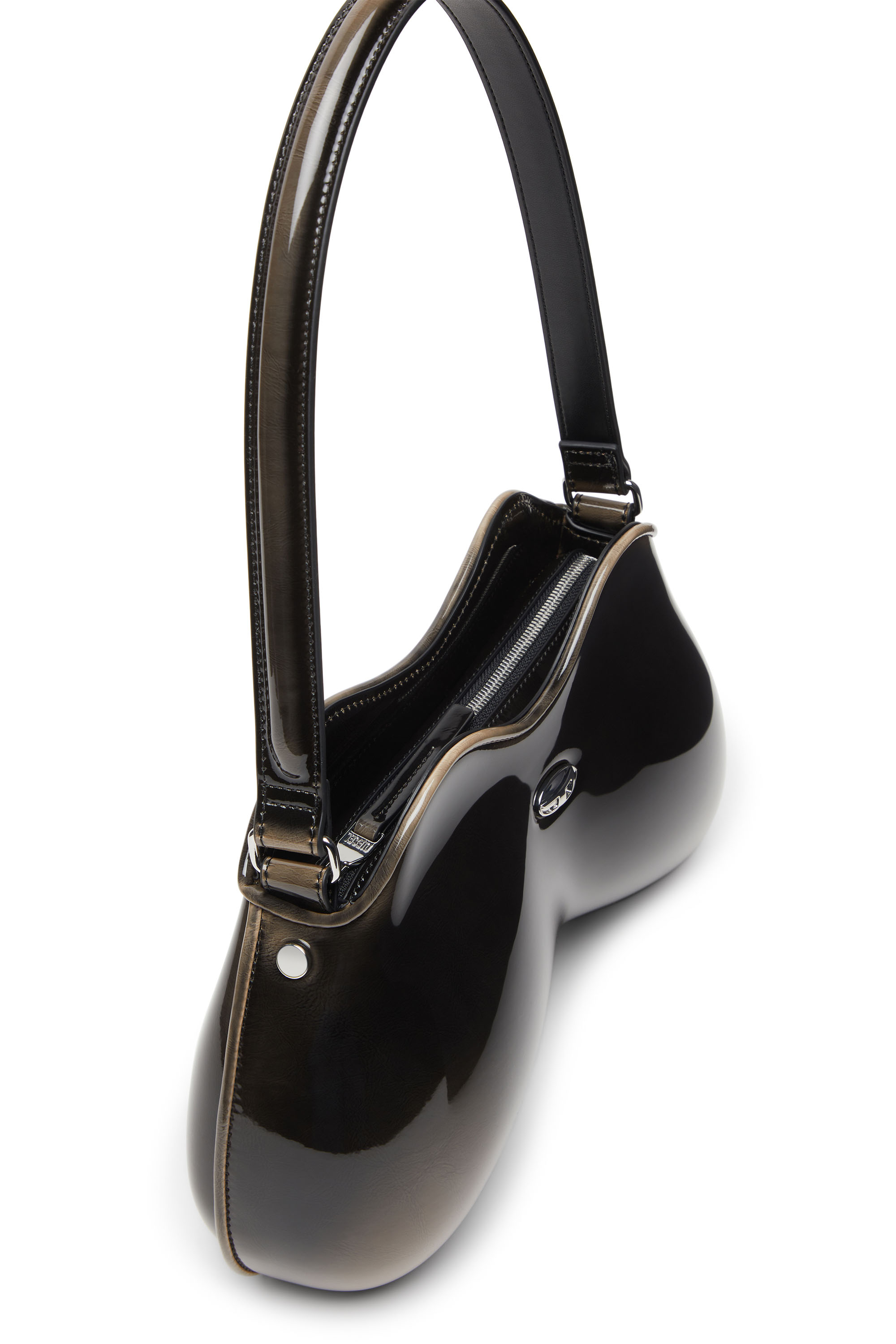 Diesel - DOUBLE-D SHOULDER, Woman's Double-D-Rigid shoulder bag in dégradé glossy PU in Black/Bronze - 5