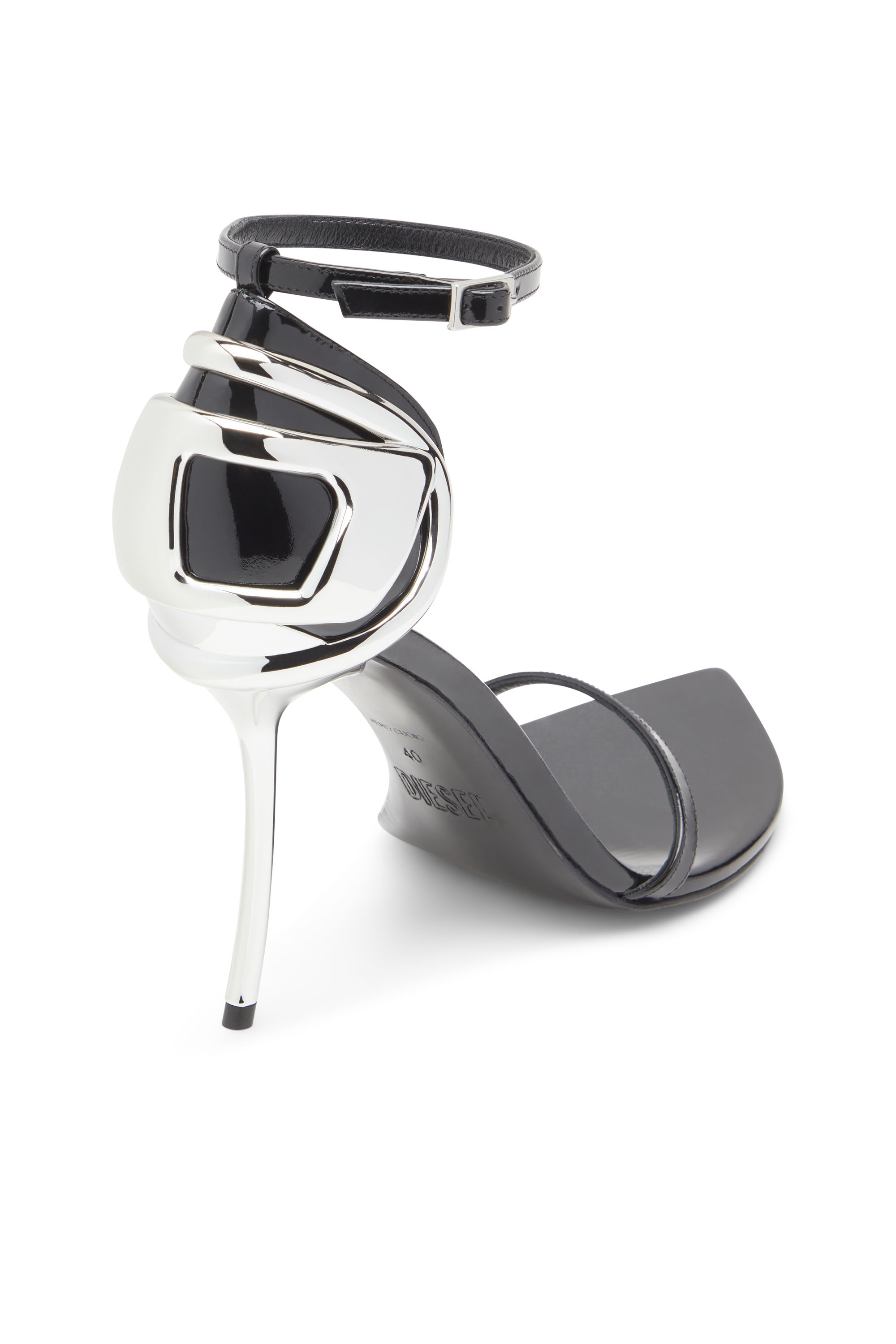 D-TEN&HALF SANDAL, Black Diesel - D-TEN&HALF SANDAL, Woman's D-Ten&Half-Stiletto sandals in patent leather and satin in Black - 6