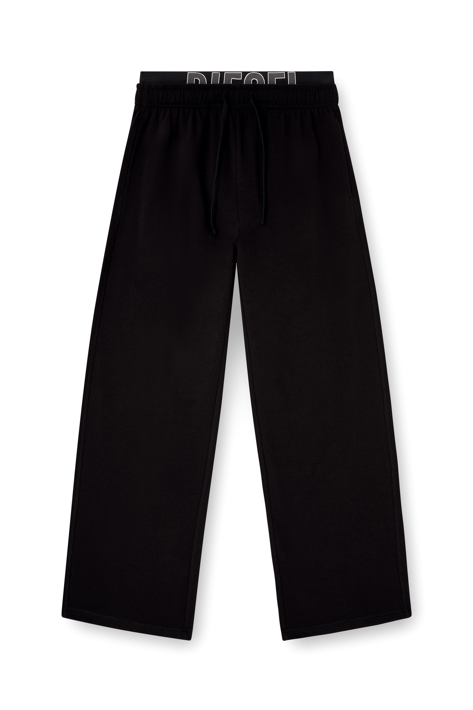 Diesel - BRADLEY-D-POP, Man's Logo-waistband lounge pants in cotton terry in Black - 3