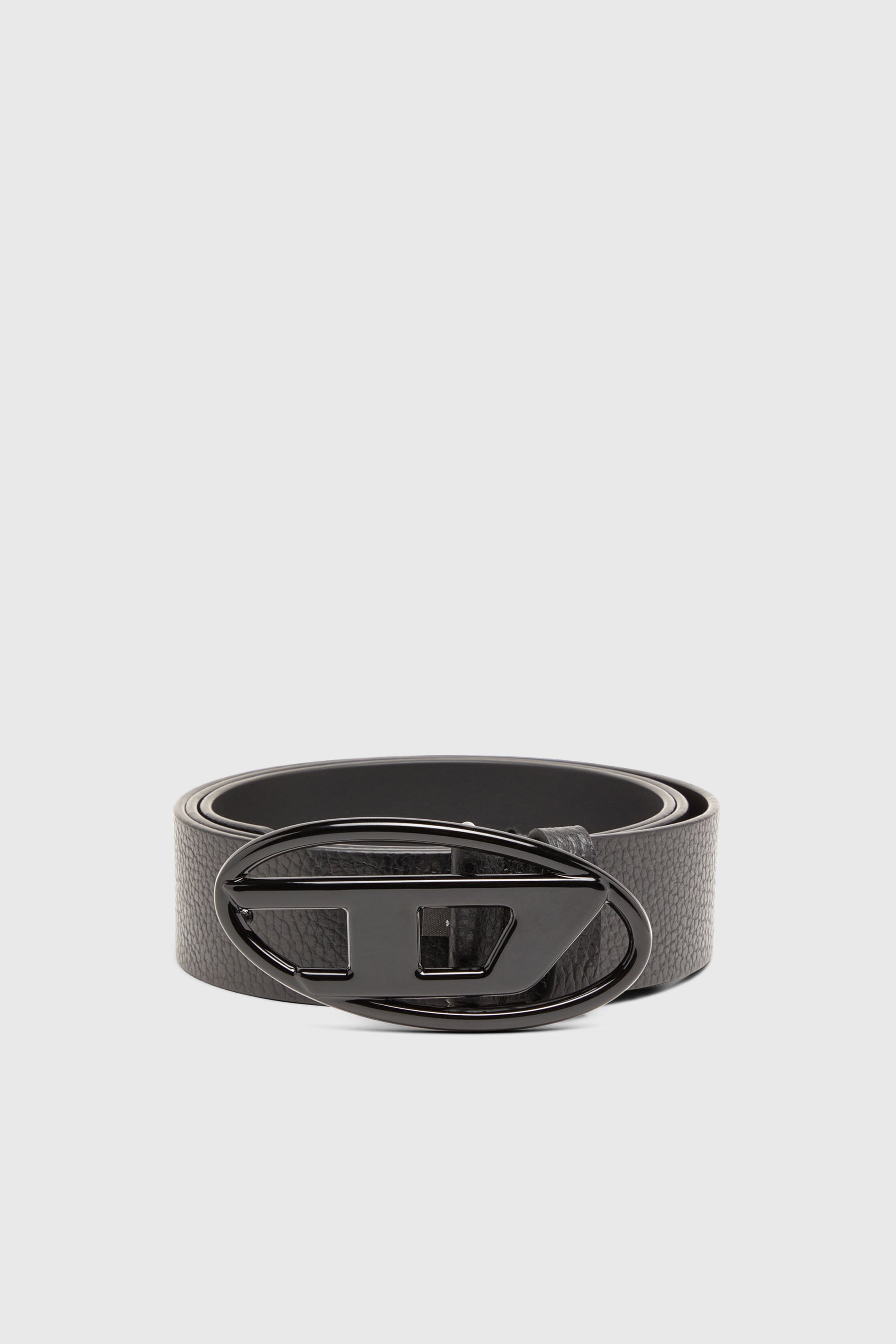 Diesel - B-1DR, Unisex's 4cm leather belt with matte Oval D buckle in Black - 1
