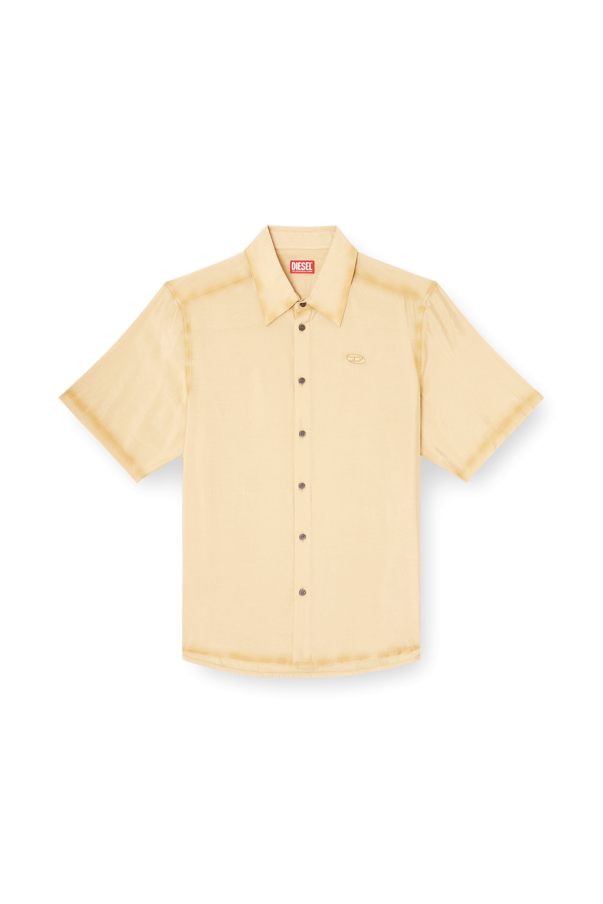 Diesel - S-SIMPLY-SS-LHBA, Man's Shirt in crinkled nylon-viscose in Light Brown - 3