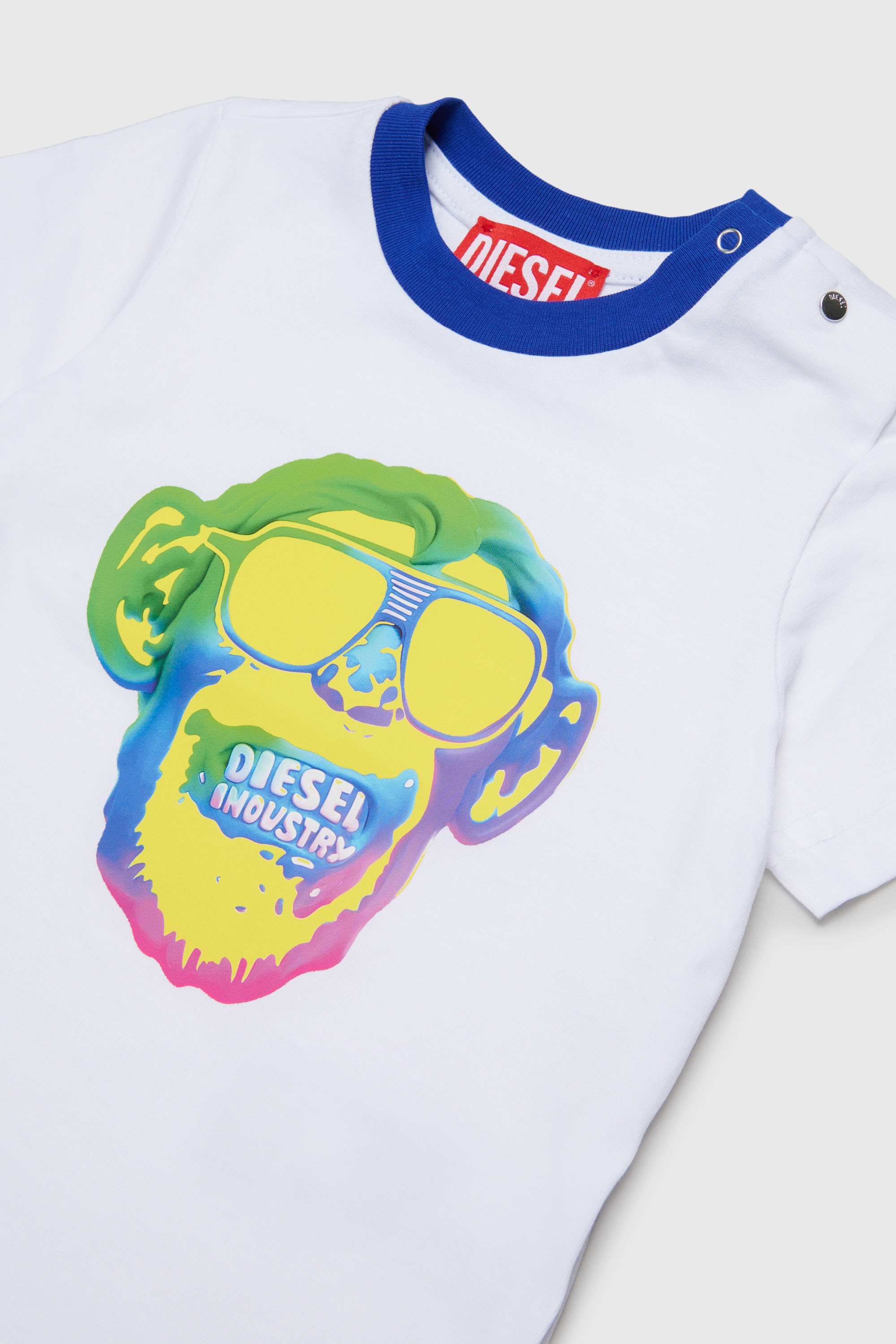 Diesel - TOKEYB, Man's Cotton T-shirt with monkey print in White - 3