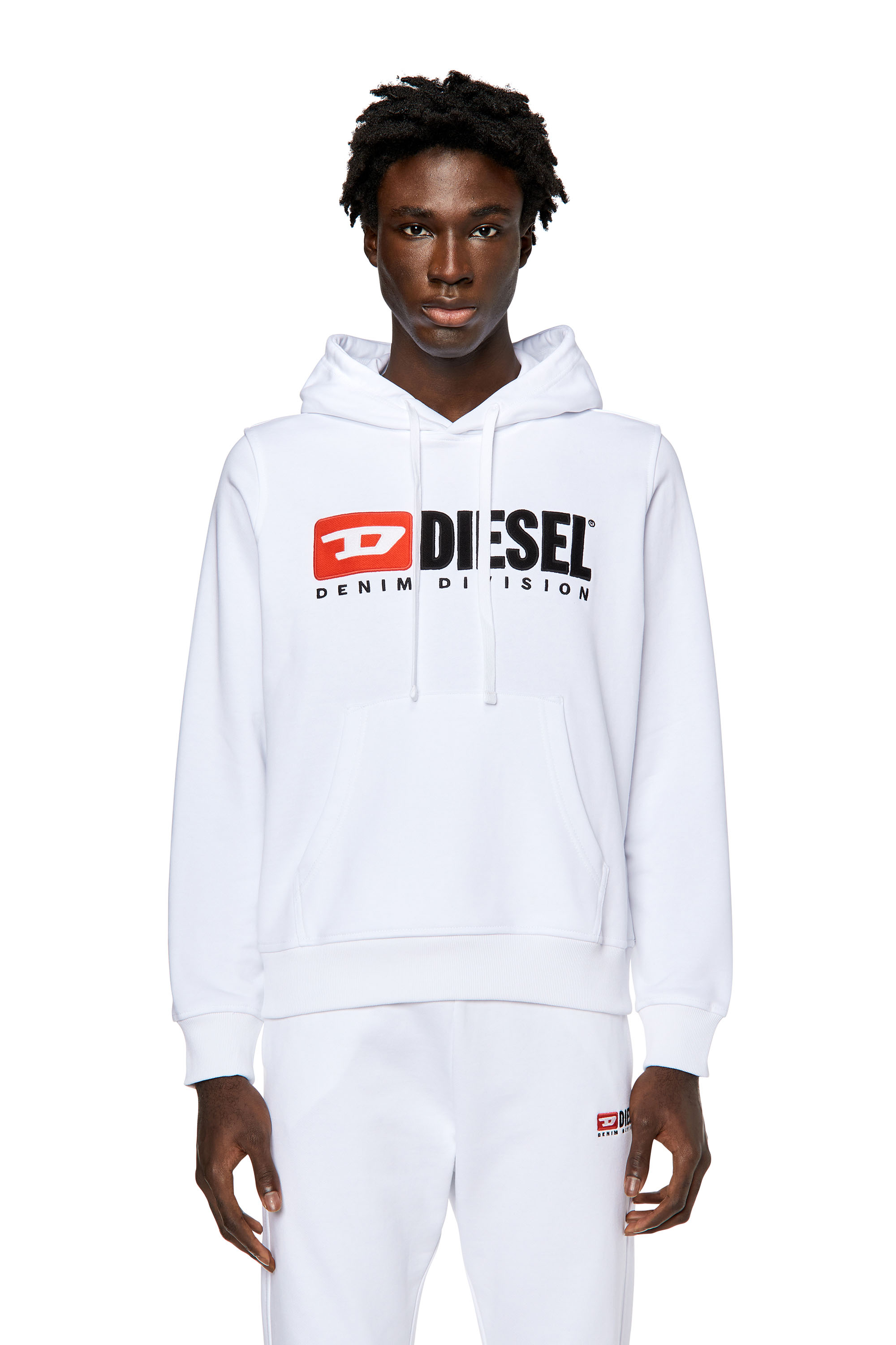 Diesel - S-GINN-HOOD-DIV, Man Hoodie with logo appliqué in White - Image 1