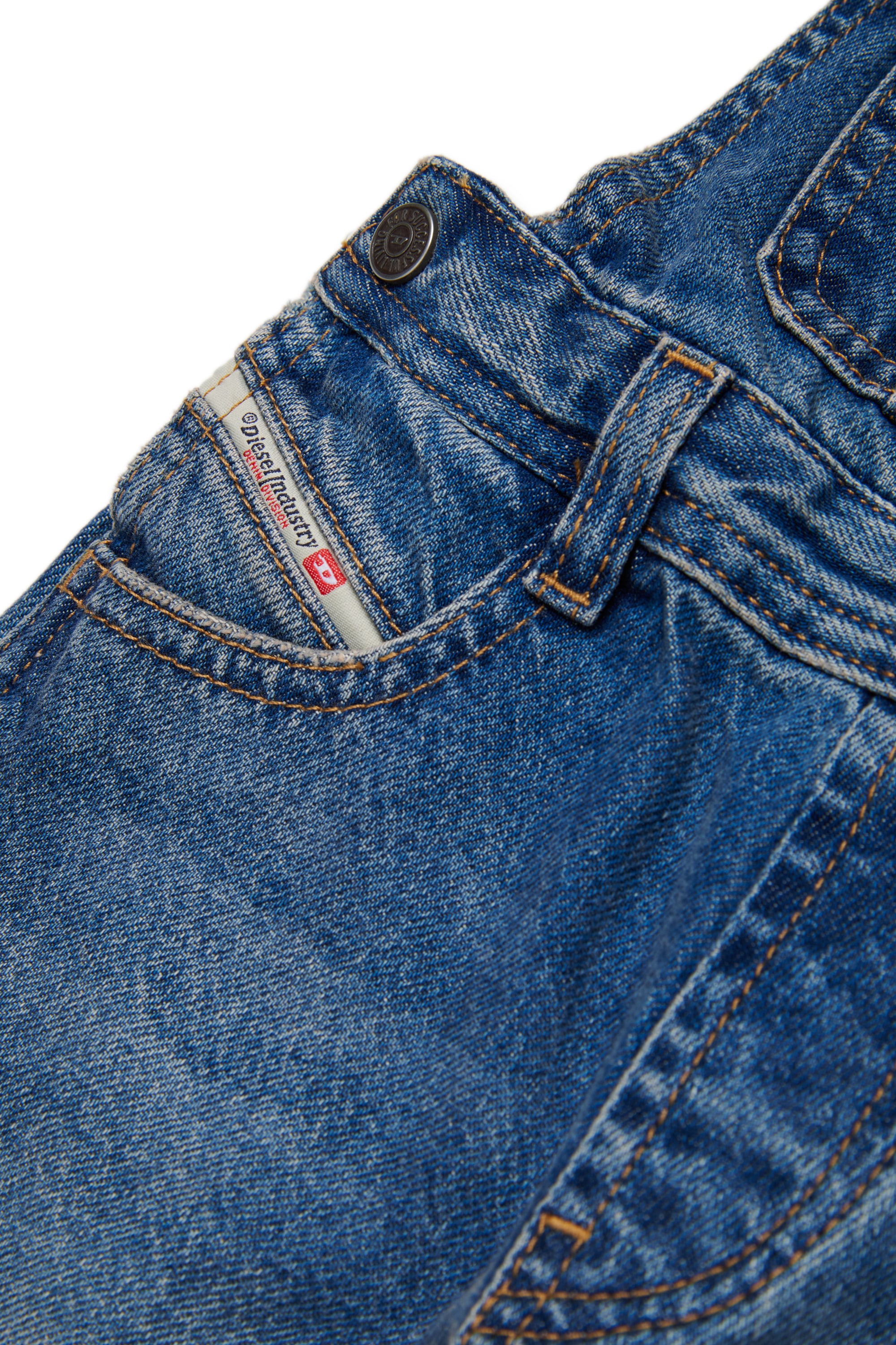 Diesel - JARYB, Man's Denim dungarees with logo embroidery in Medium blue - 4