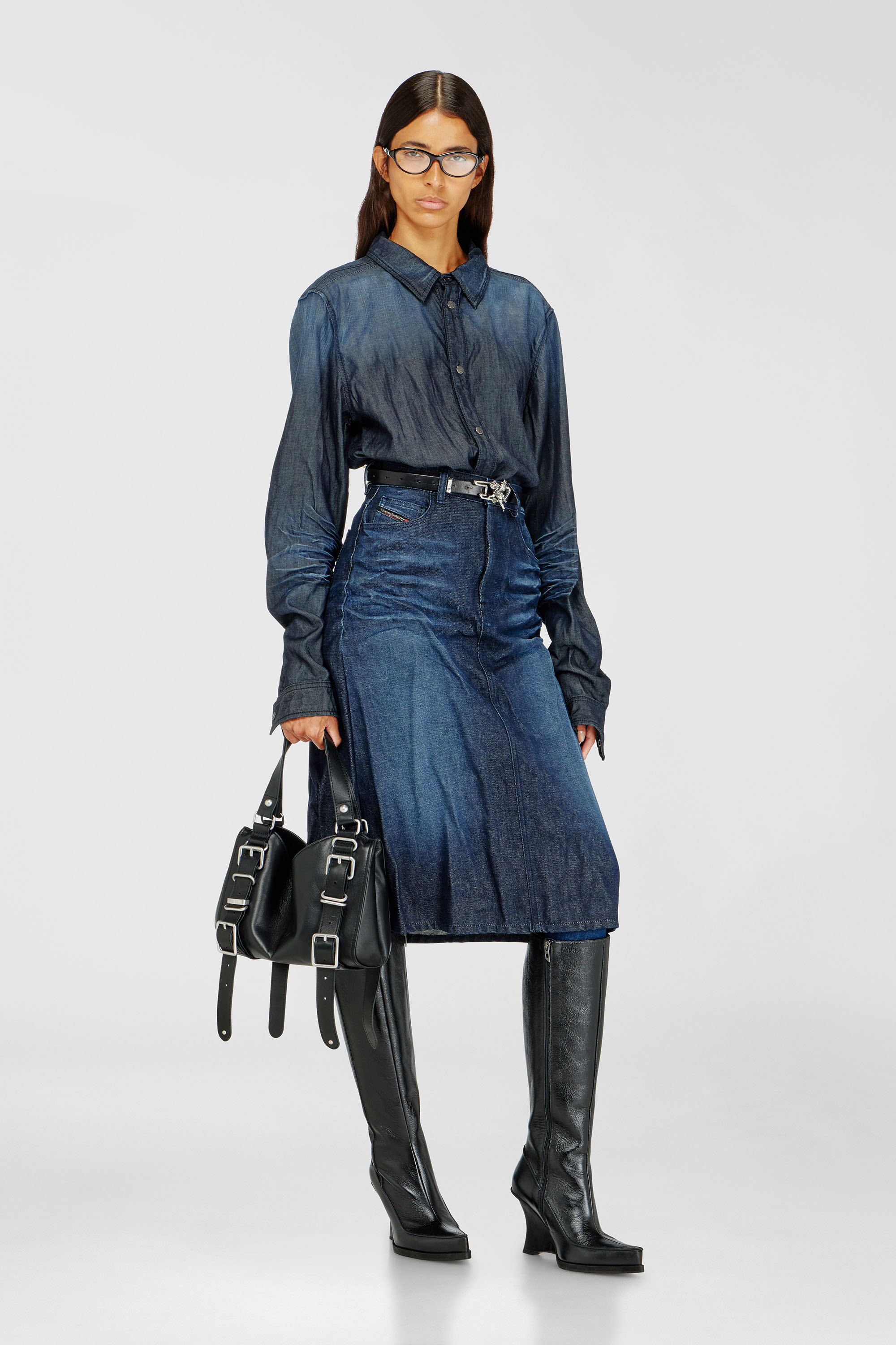Diesel - D-LUCETTE-90-KB W, Woman's D-Lucette-Knee-high boots in leather in Black - 6