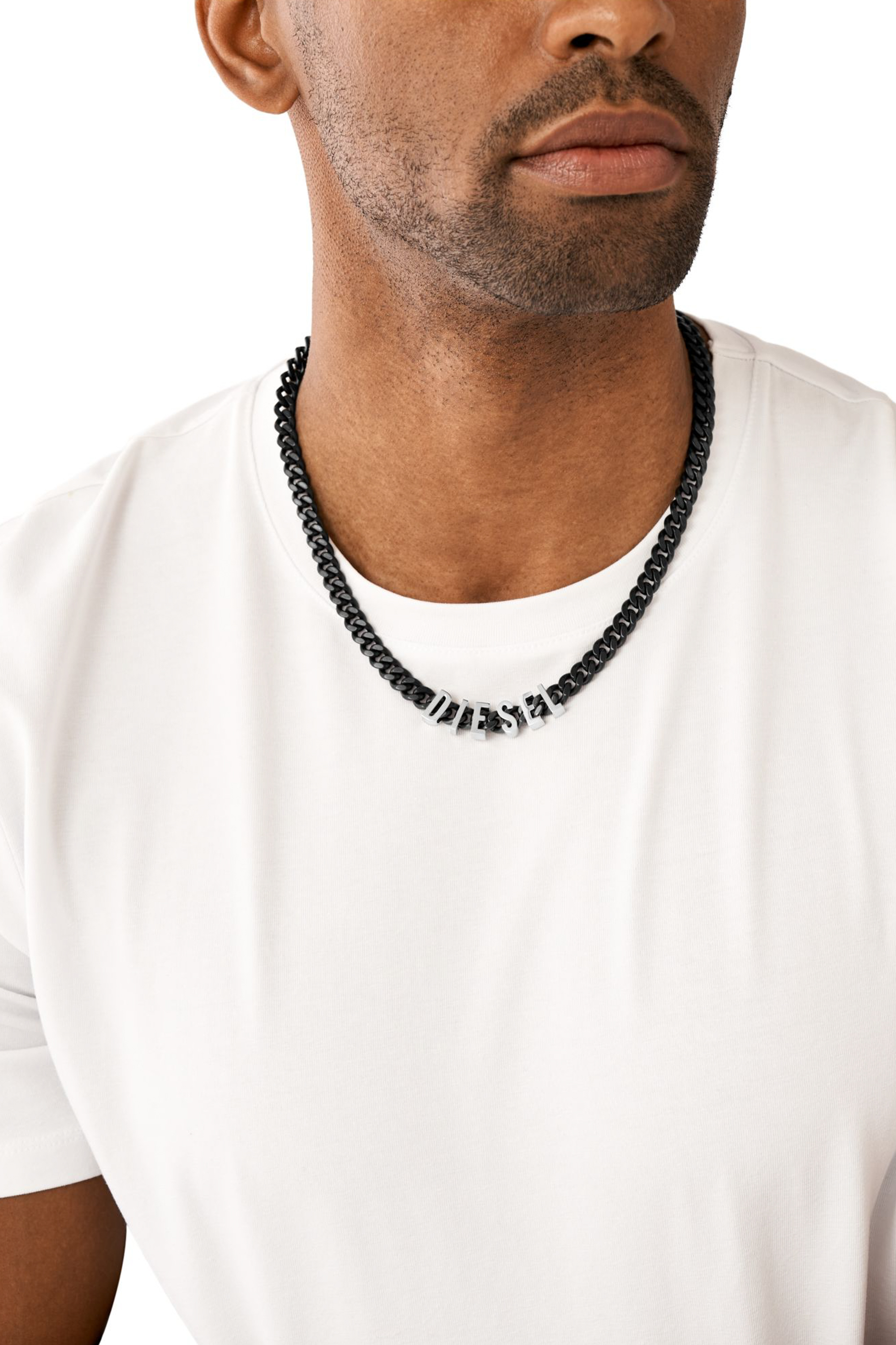 Diesel - DX1487, Unisex Two-Tone stainless steel chain necklace in Black - Image 3