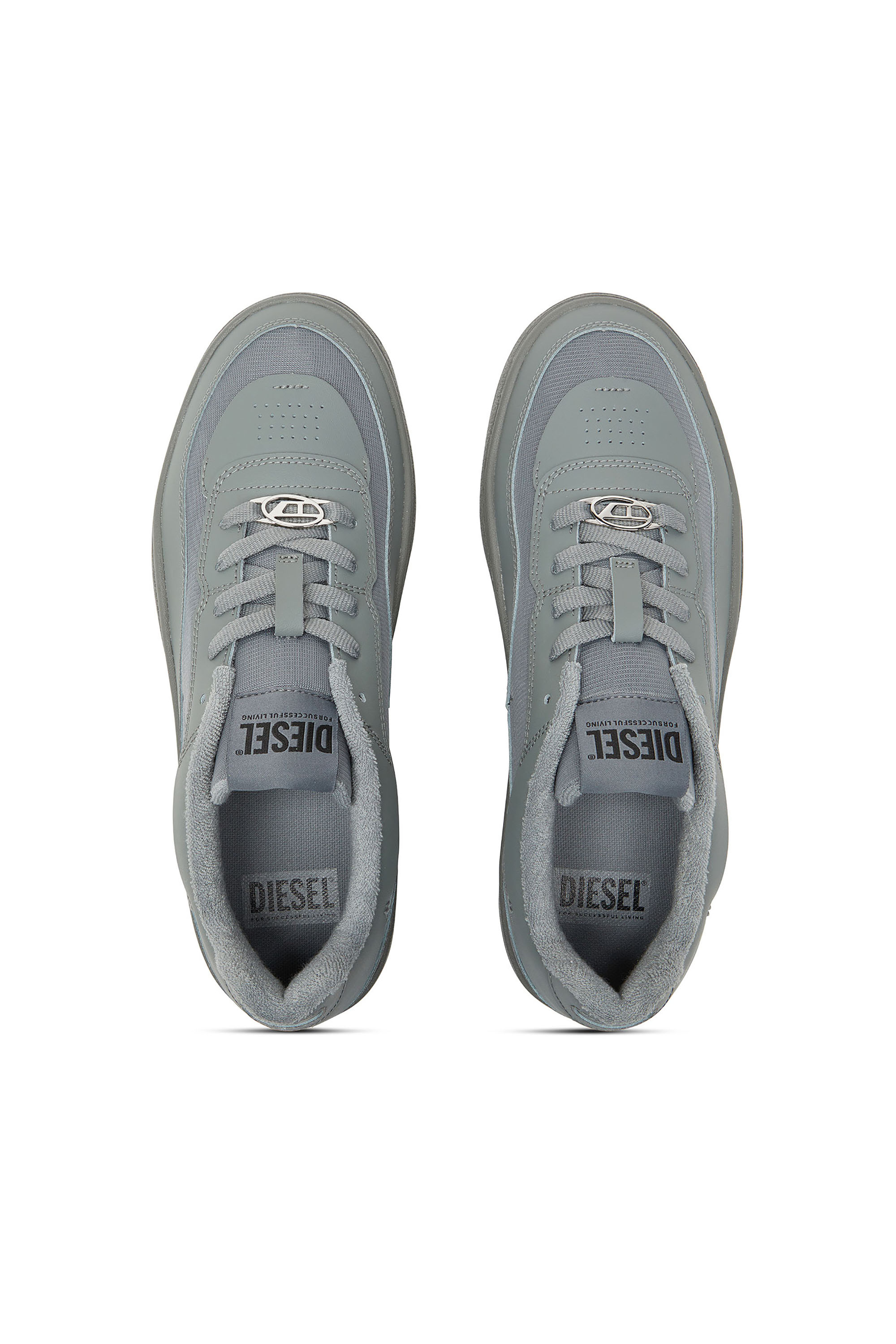 S-OVAL SKATE LOW, Grey Diesel - S-OVAL SKATE LOW, Man's S-Oval Skate-Fabric-panelled leather sneakers in Grey - 4