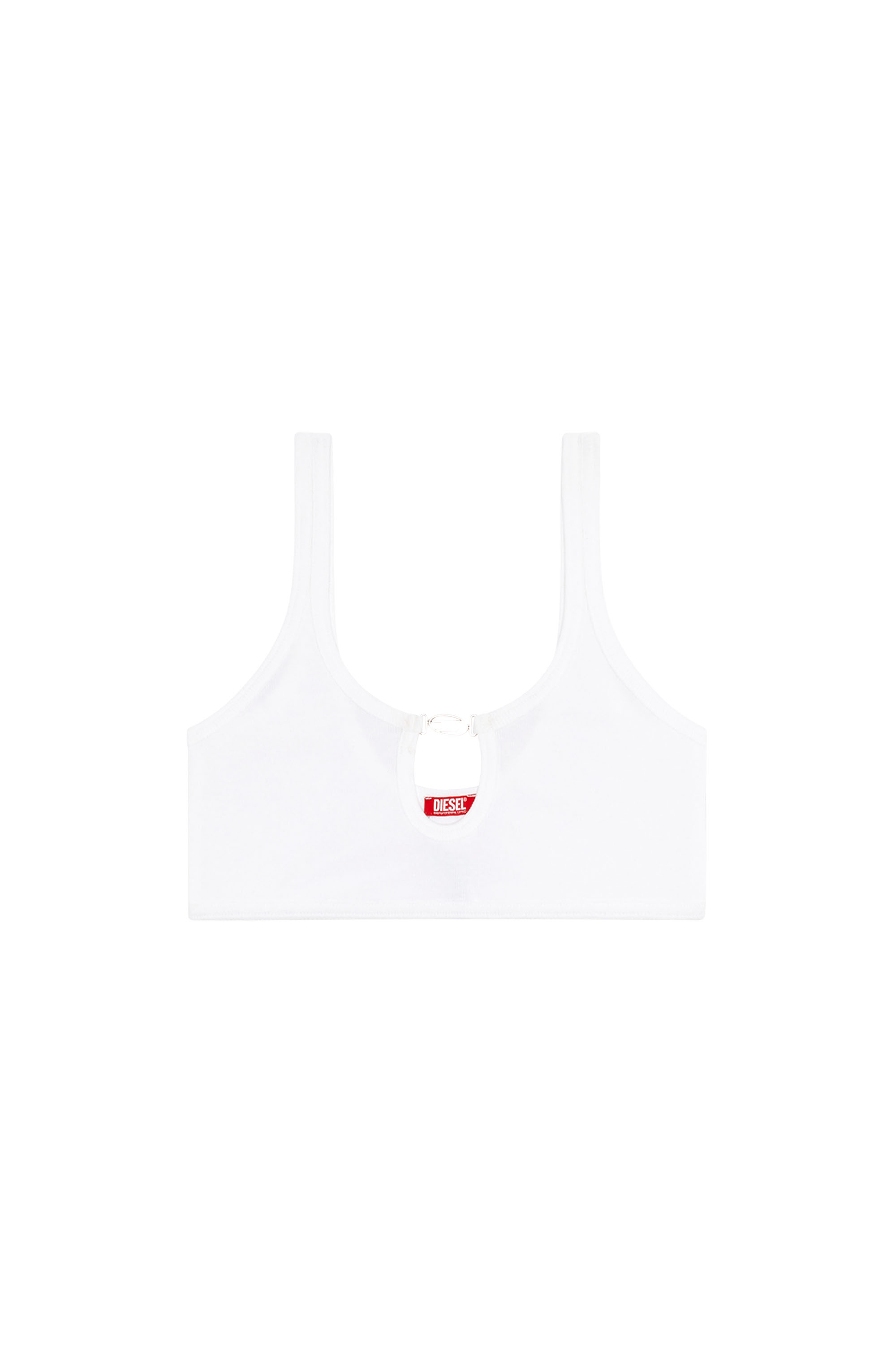 Diesel - UFSB-OVAL-D-RIB-BRALETTE, Woman's Ribbed bralette with Oval D plaque in White - 4