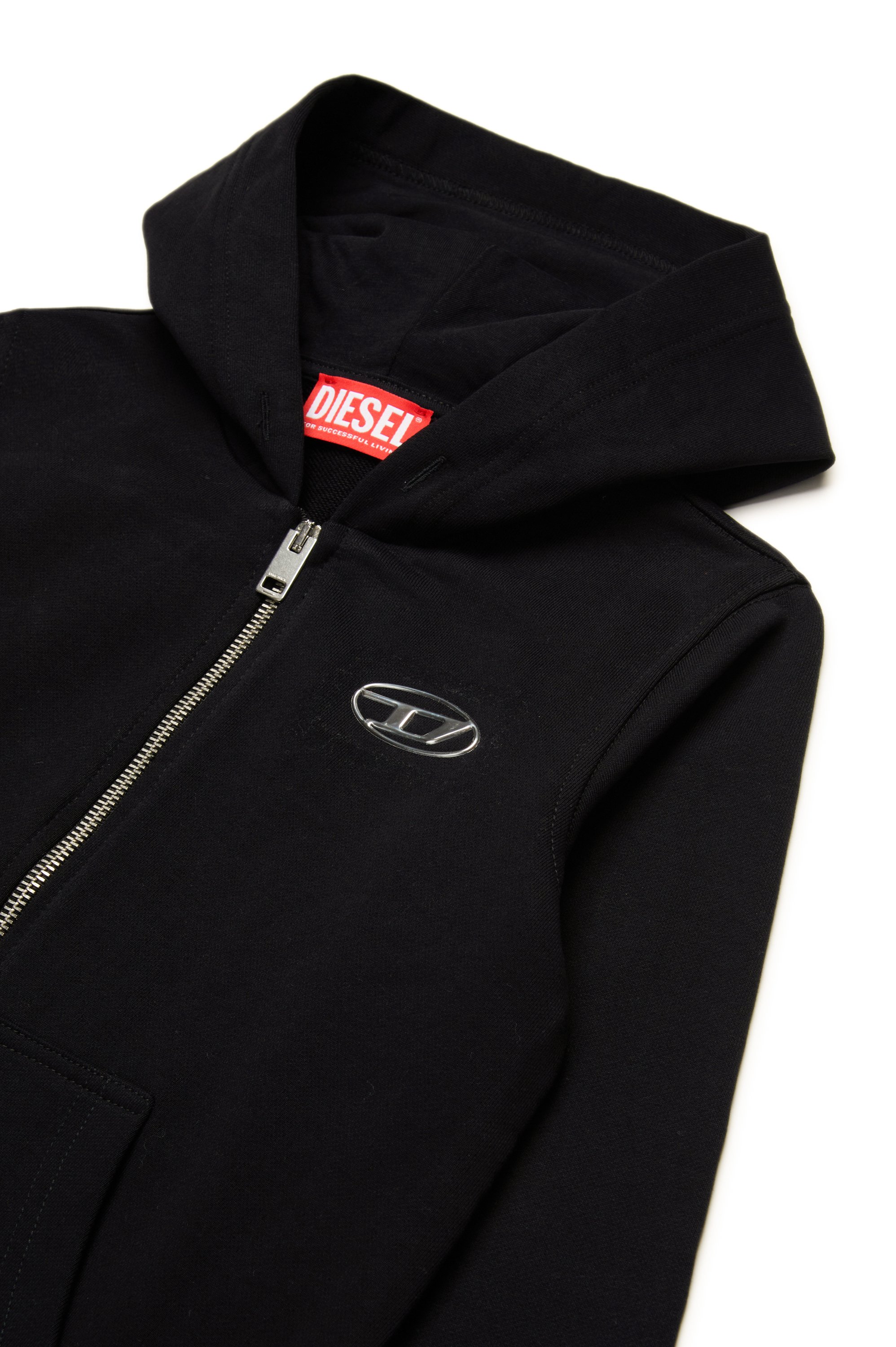 Diesel - SMACIS, Man's Zip-up hoodie with metal-effect Oval D in Black - 3