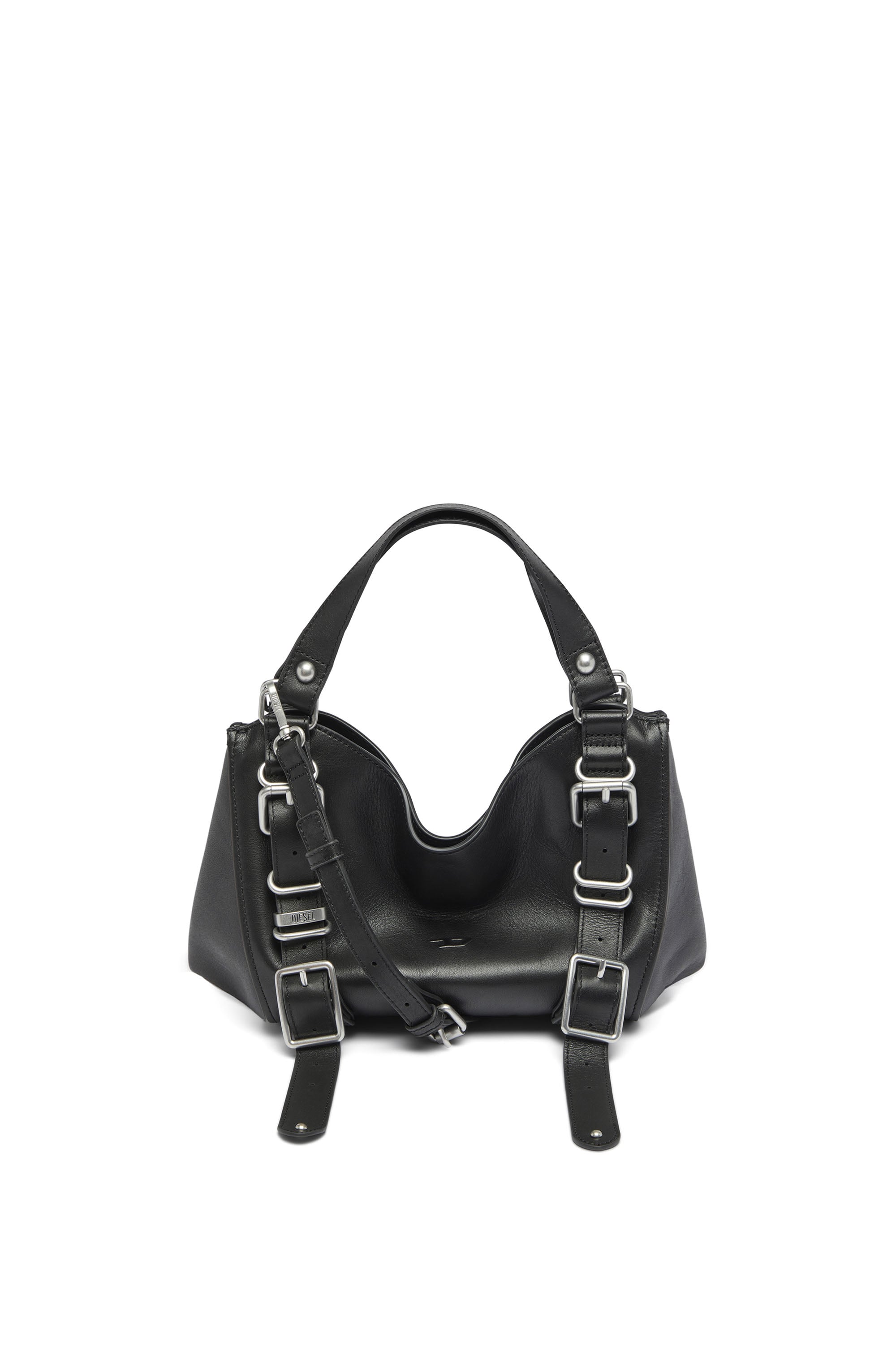 Diesel - D-ONE TOPHANDLE S, Woman's D-One-Small top-handle bag in treated leather in Black - 1