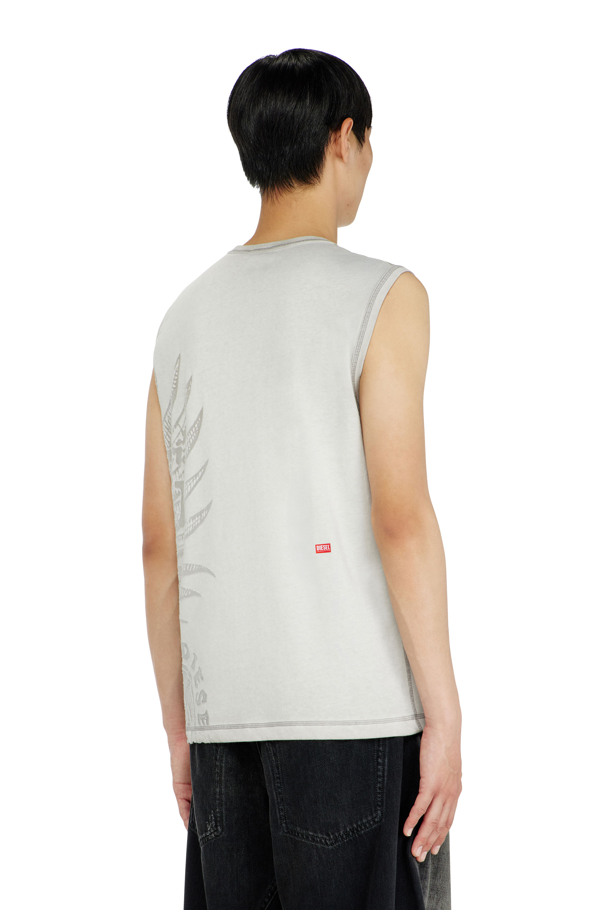 Diesel - T-RAWBISCO, Man's Sleeveless jersey top with embossed graphics in Light Grey - 4