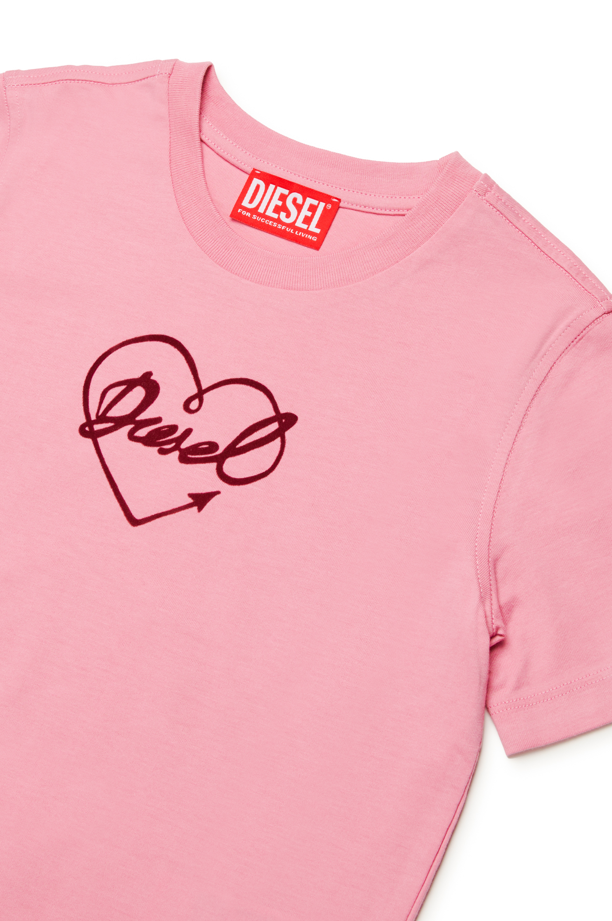 Diesel - TREGL4, Woman's T-shirt with flocked logo heart in Pink - 3