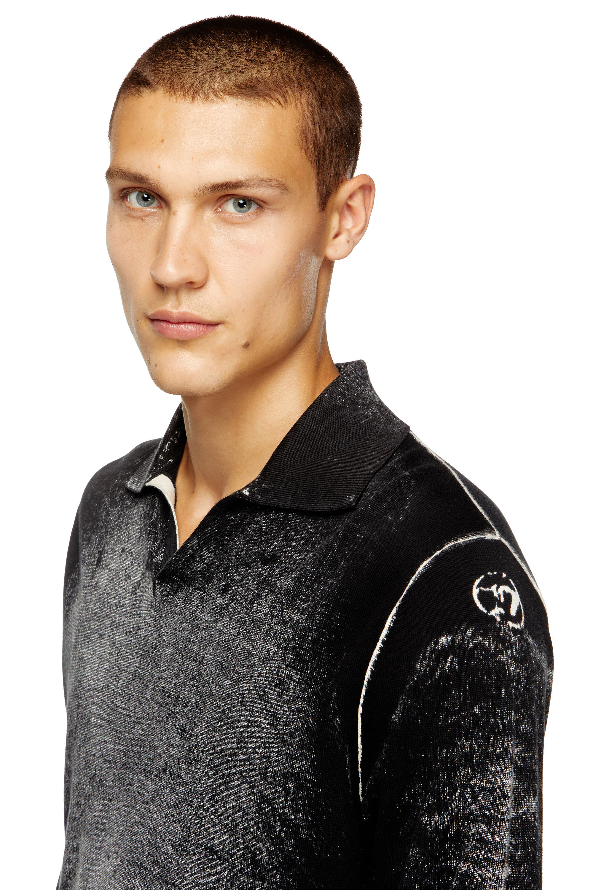 K-LORENZO, Black Diesel - K-LORENZO, Man's Reverse-print polo jumper in Black - 5