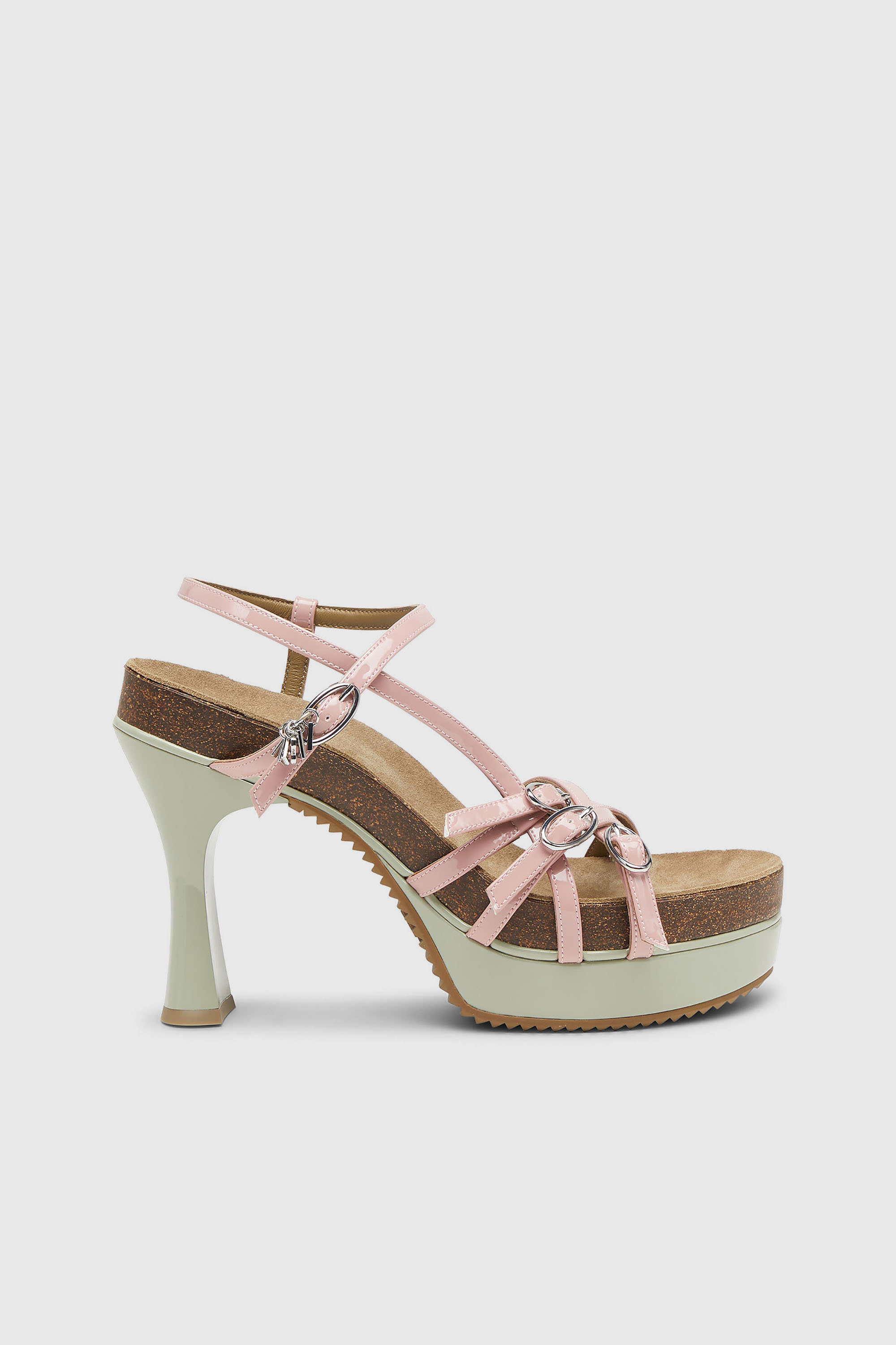Diesel - D-WOODSTOCK 105 SANDAL, Woman's D-Woodstock-Strappy platform sandals in glossy PU in Pink/White - 1