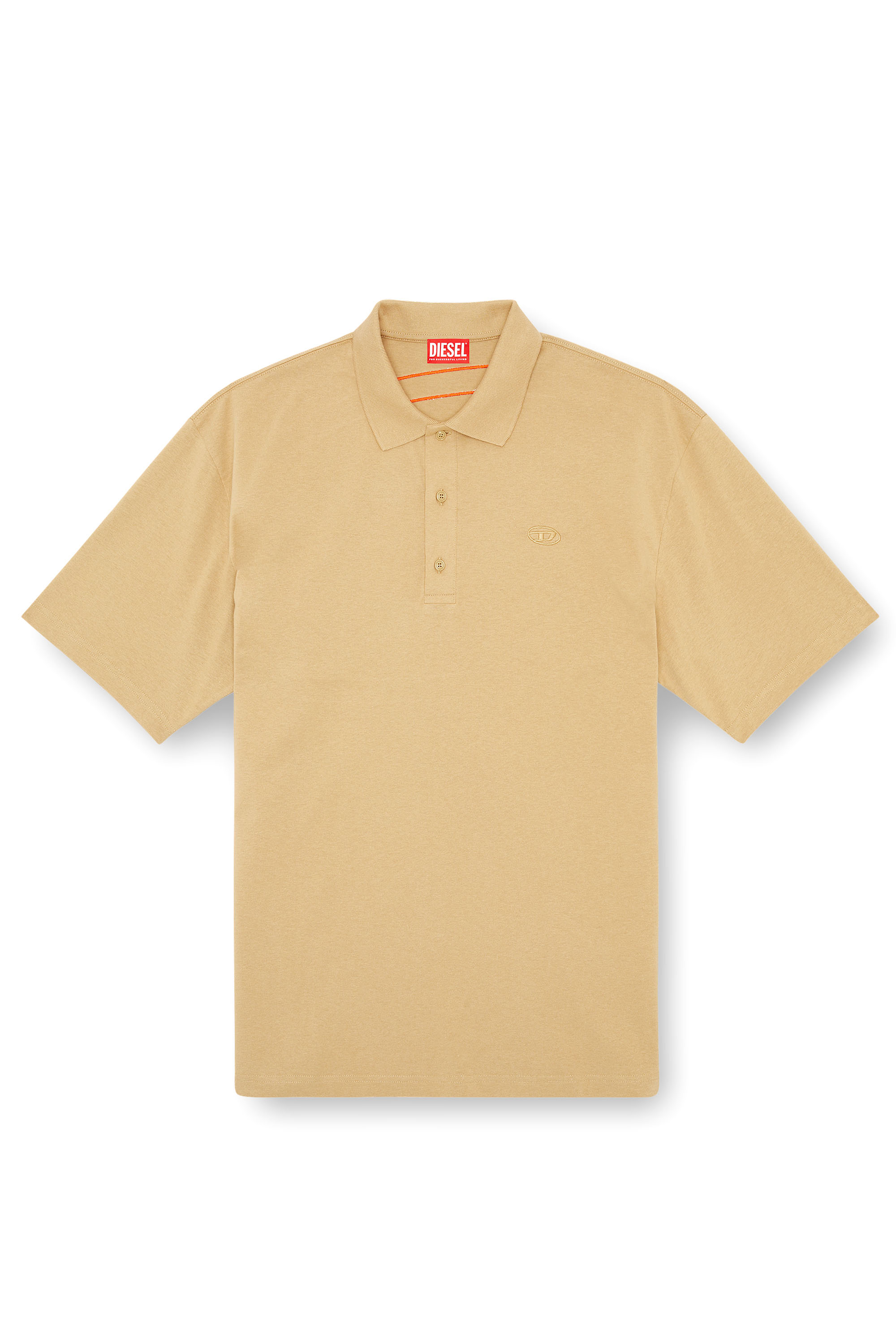 Diesel - T-VORT-MEGOVAL-D, Man's Polo shirt with maxi oval D embroidery in Light Brown - 4