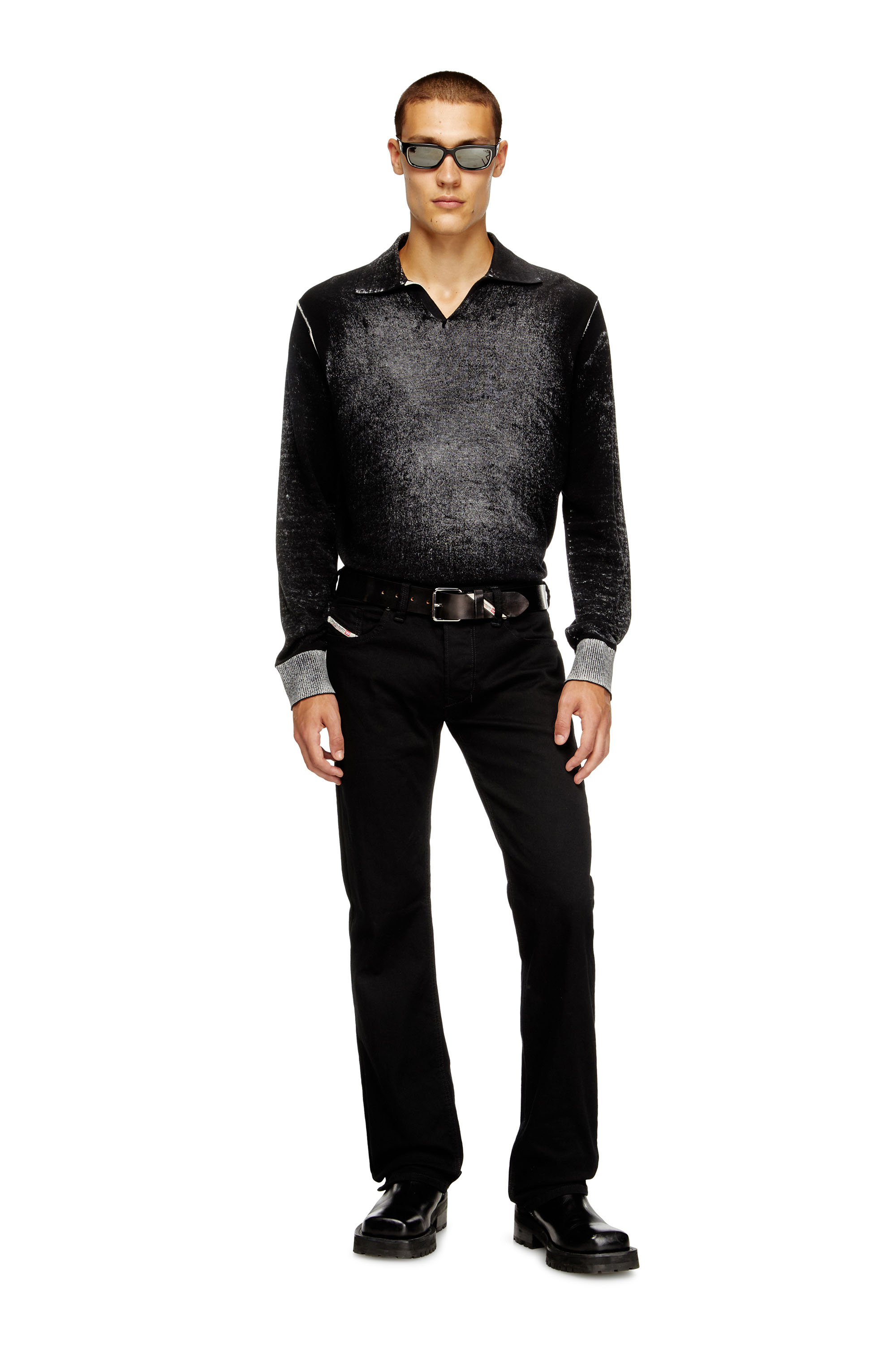 K-LORENZO, Black Diesel - K-LORENZO, Man's Reverse-print polo jumper in Black - 1