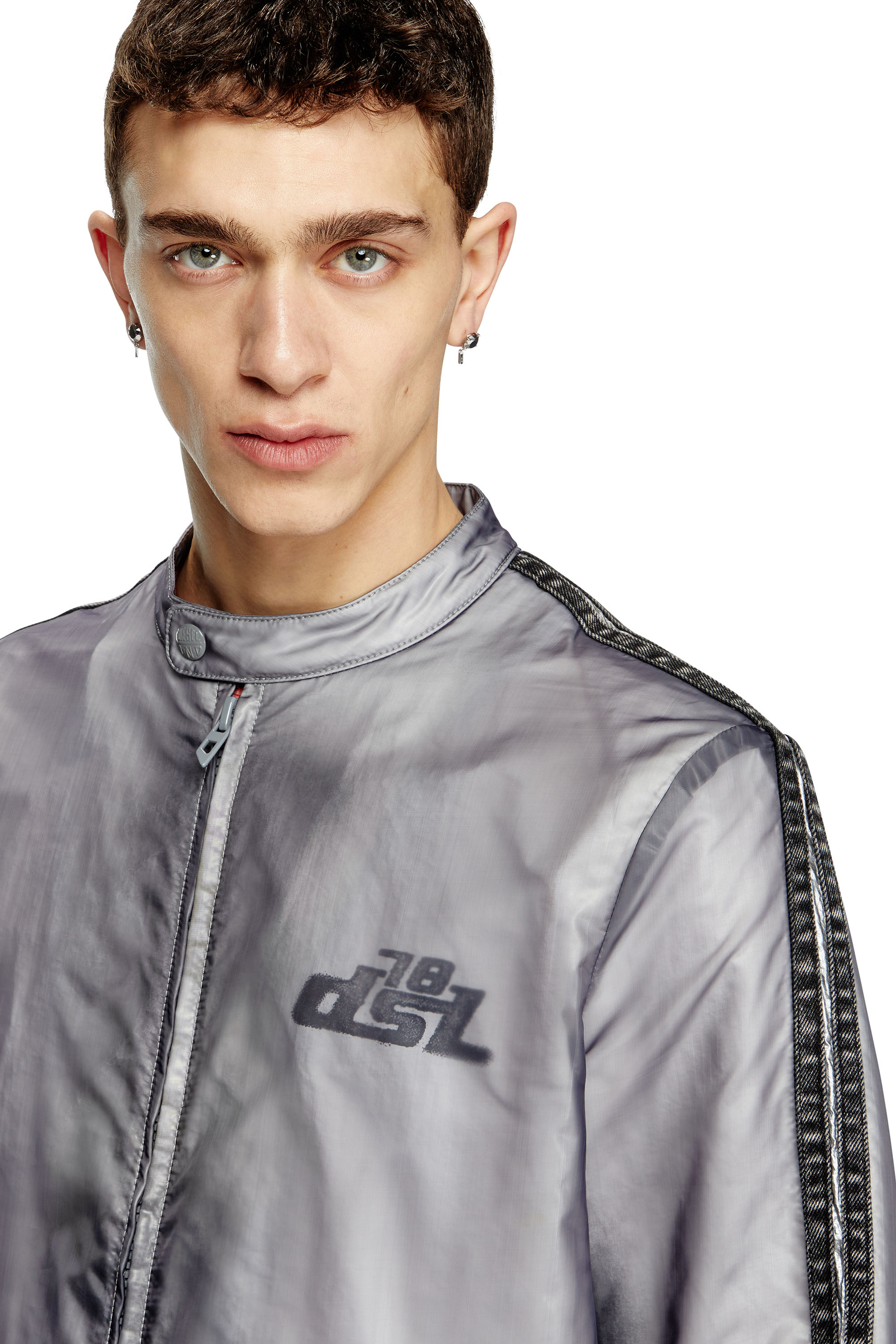 Diesel - J-POP, Man's Biker jacket with transparent effect in null - 5