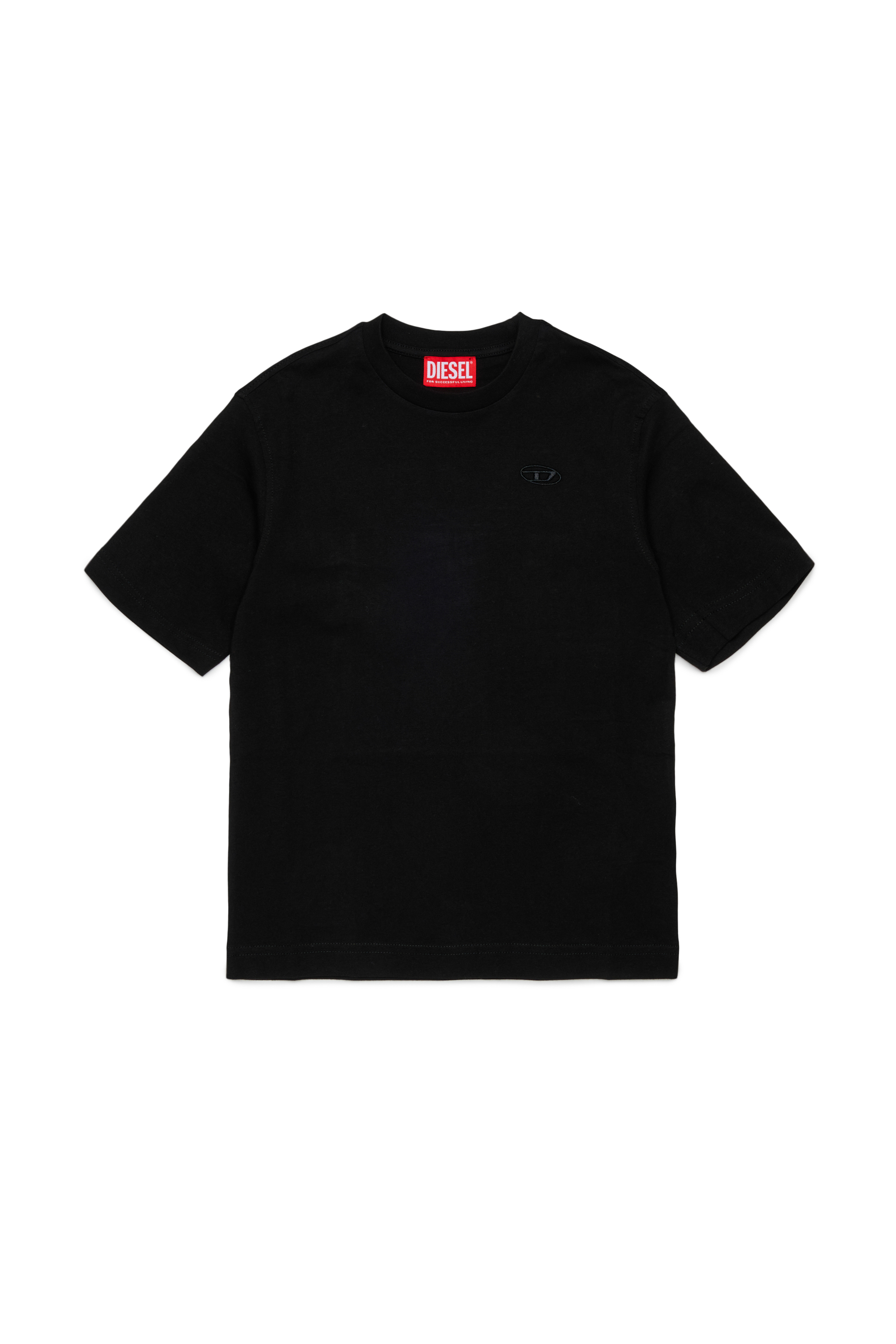Diesel - TSCRAP OVER, Man's T-shirt with Oval D embroidery and flock print in Black - 1