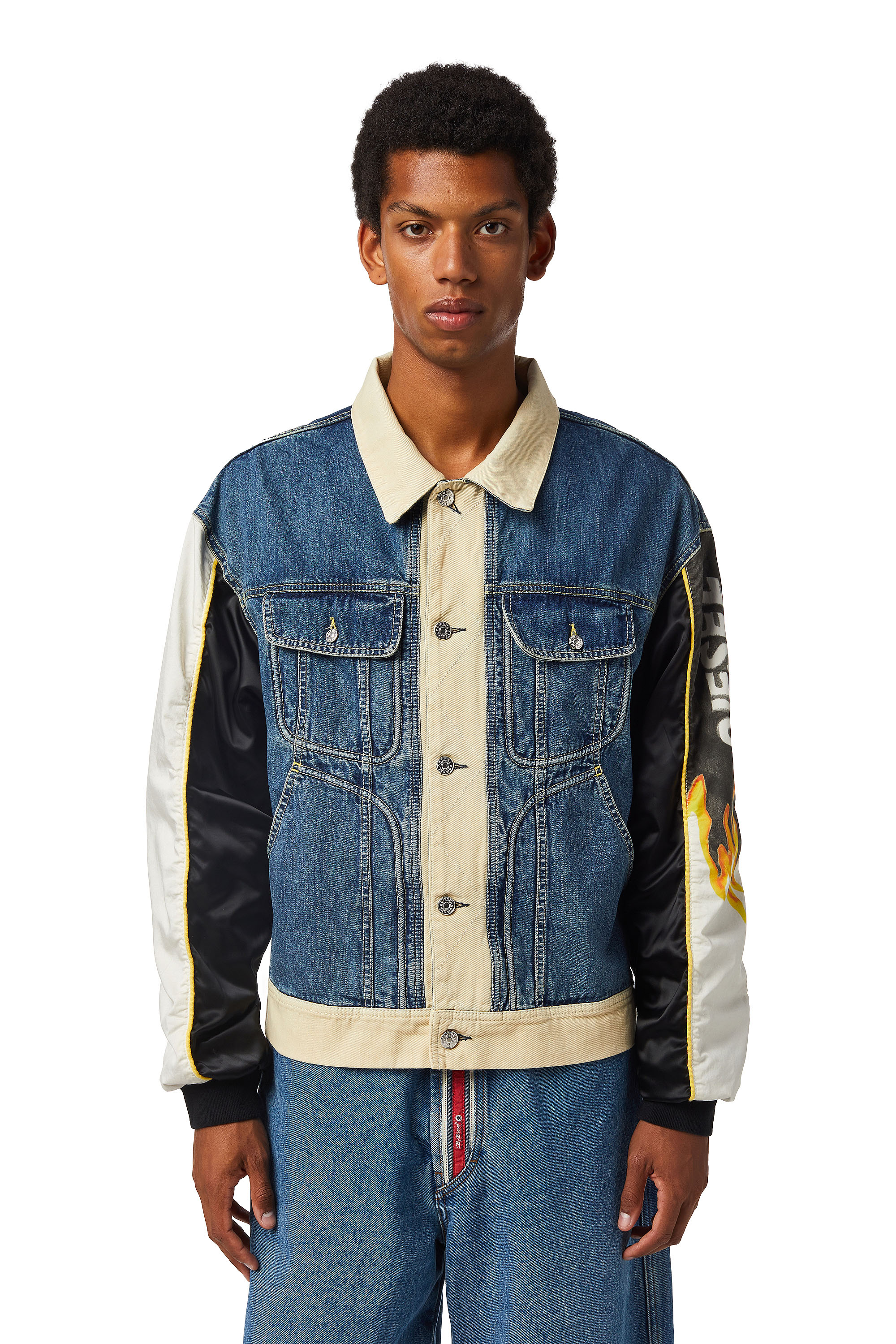 diesel blue denim varsity jacket